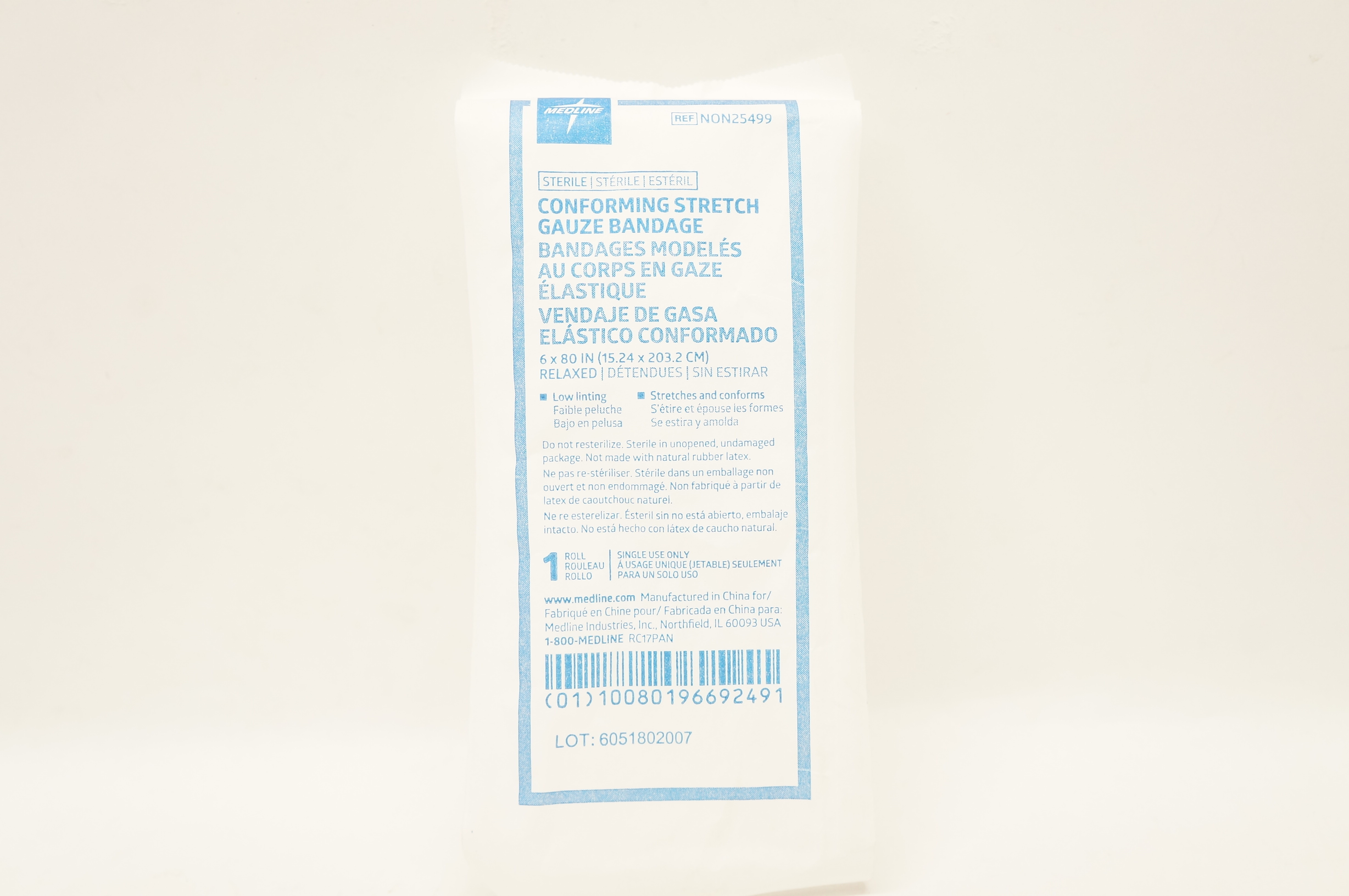Medline NON25499 Conforming Stretch Gauze Bandage 6 x 80inch Relaxed