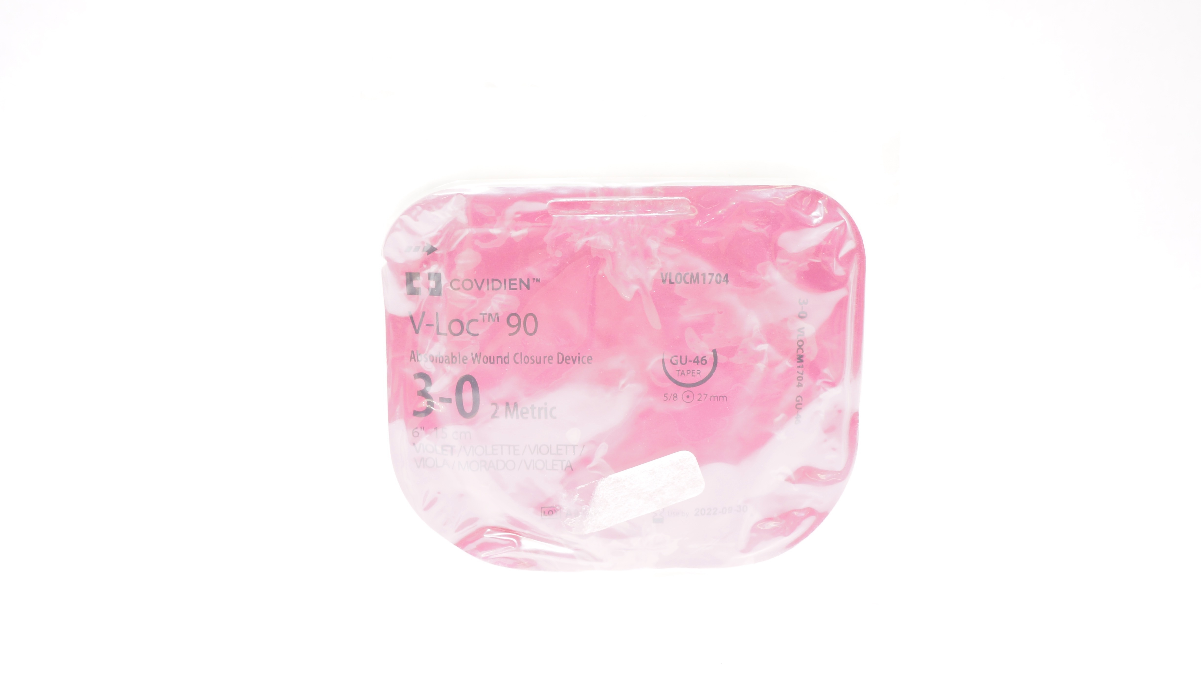 Covidien VLOCM1704 3-0 Wound Closure Device, GU-46, 5/8c 27mm Taper, 6inch (x)