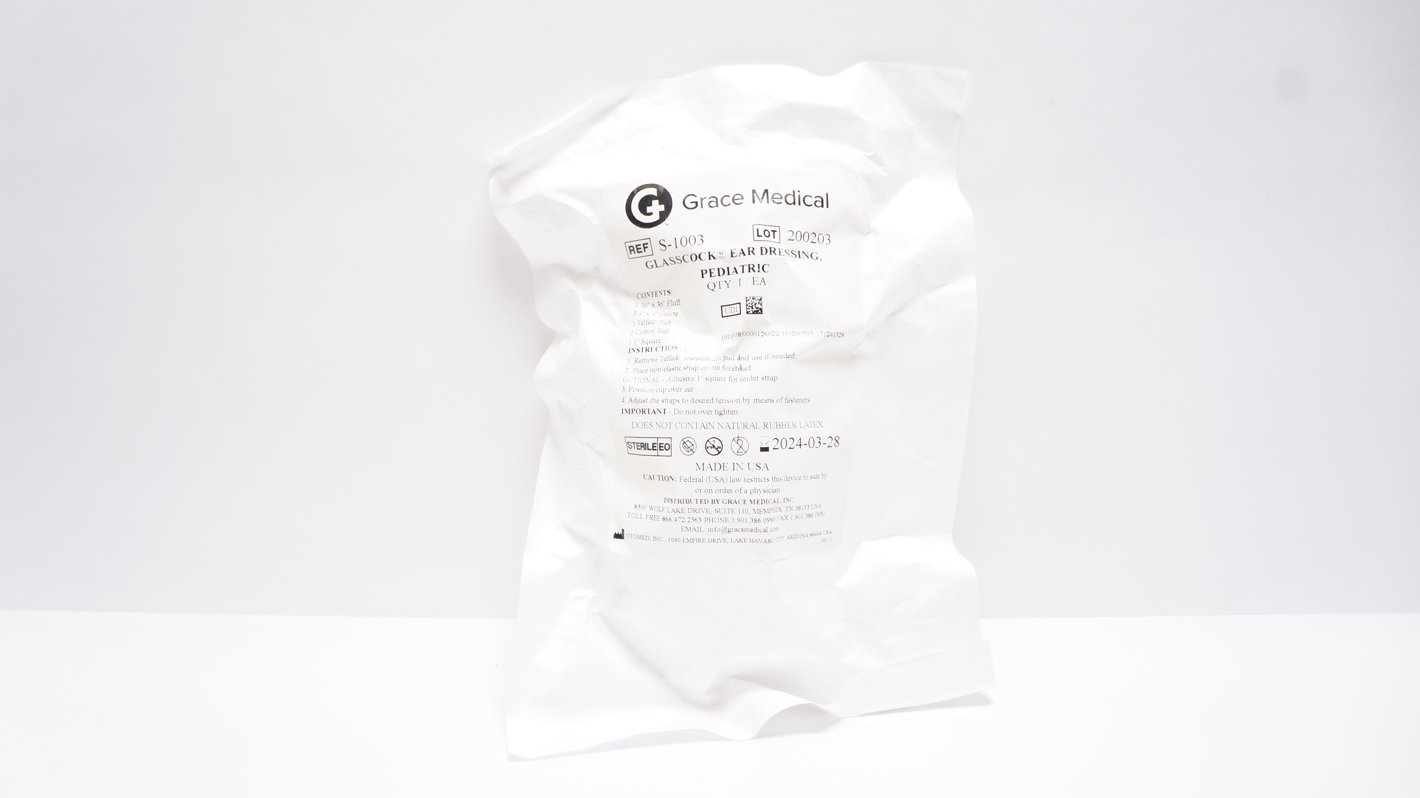 OTOMED S-1003 Grace Medical Ear Dressing Pediatric  36 x 36inch