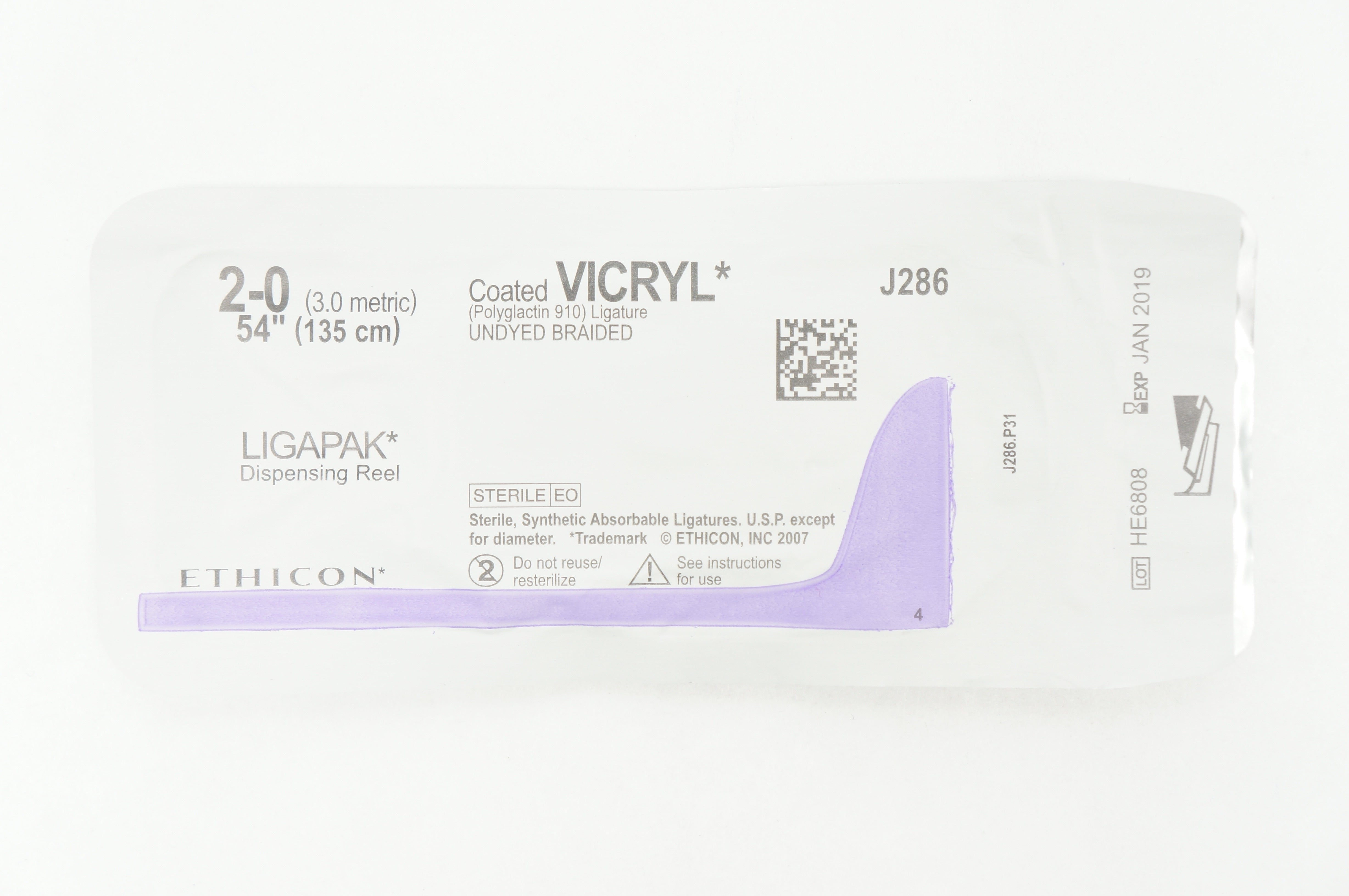 Ethicon J286 2-0 VICRYL LIGAPAK Dispensing Reel, 54inch (x)