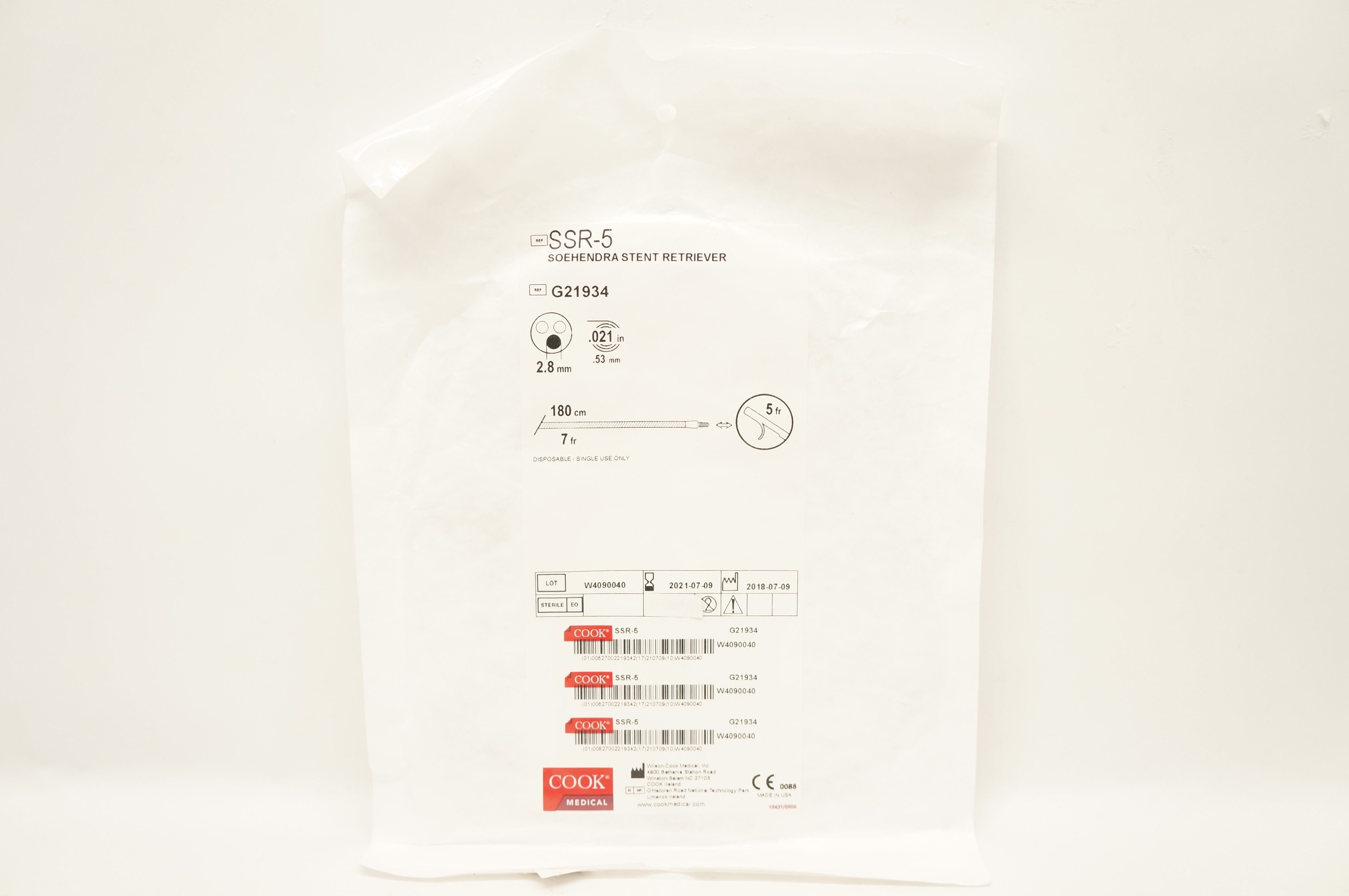 Cook Medical G21934 Soehendra Stnt Retriever 180cm x 7Fr (x)