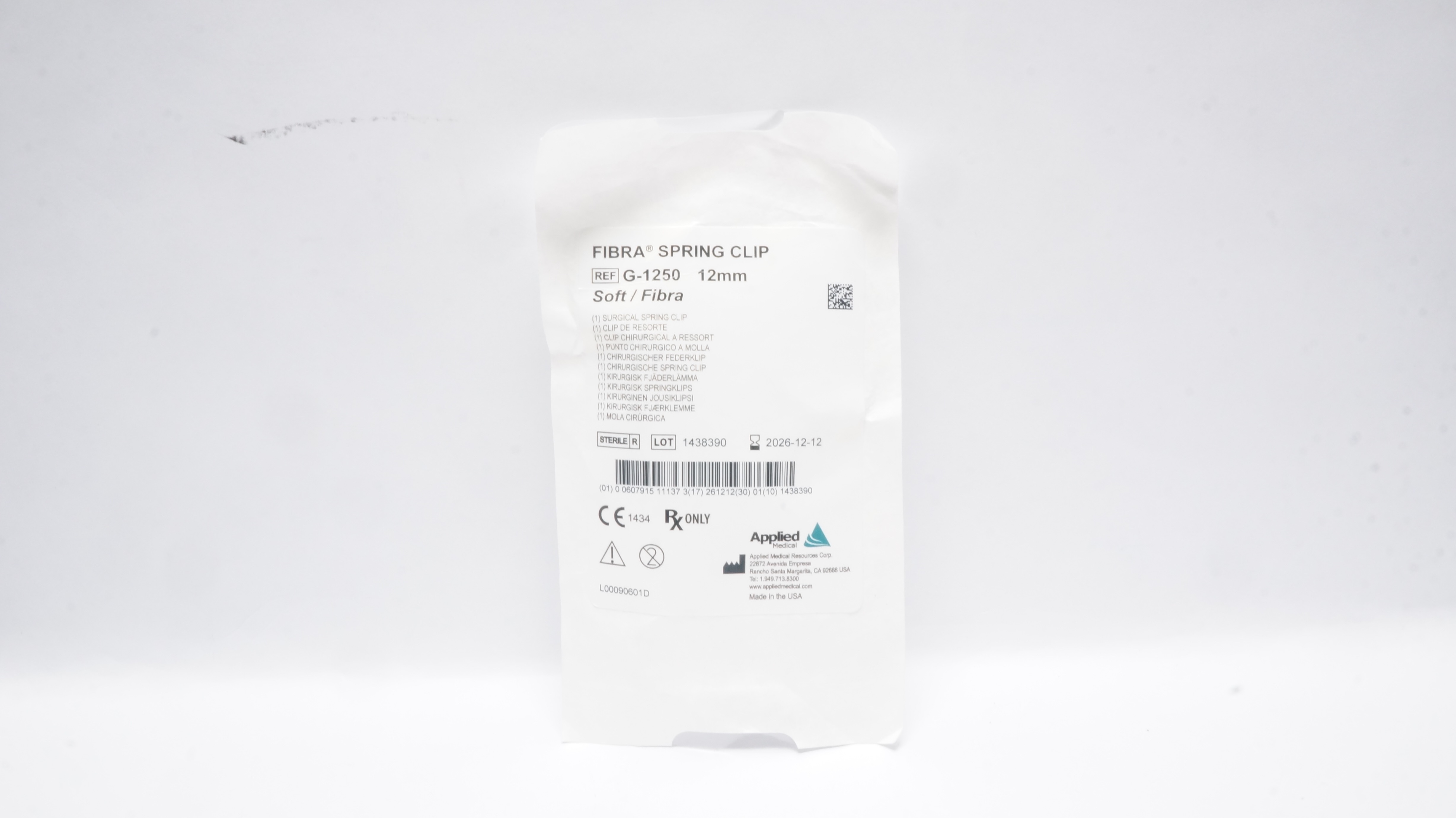 Applied G-1250 Fibra Spring Clip Soft/Fibra 12mm Surgical Spring Clip
