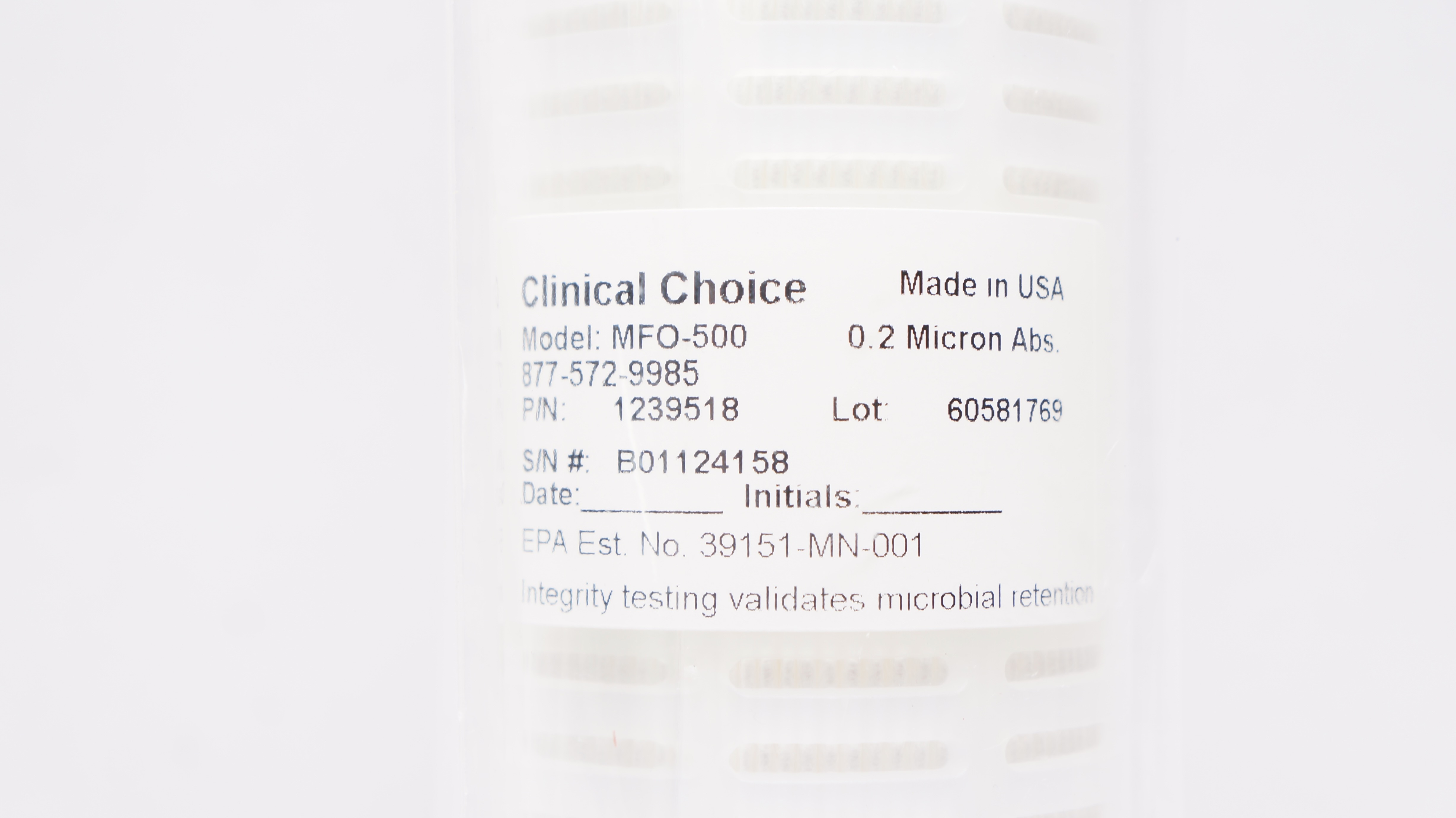 Clinical Choice MFO-500 0.2 Micron Bacterial Retention Grade Filter