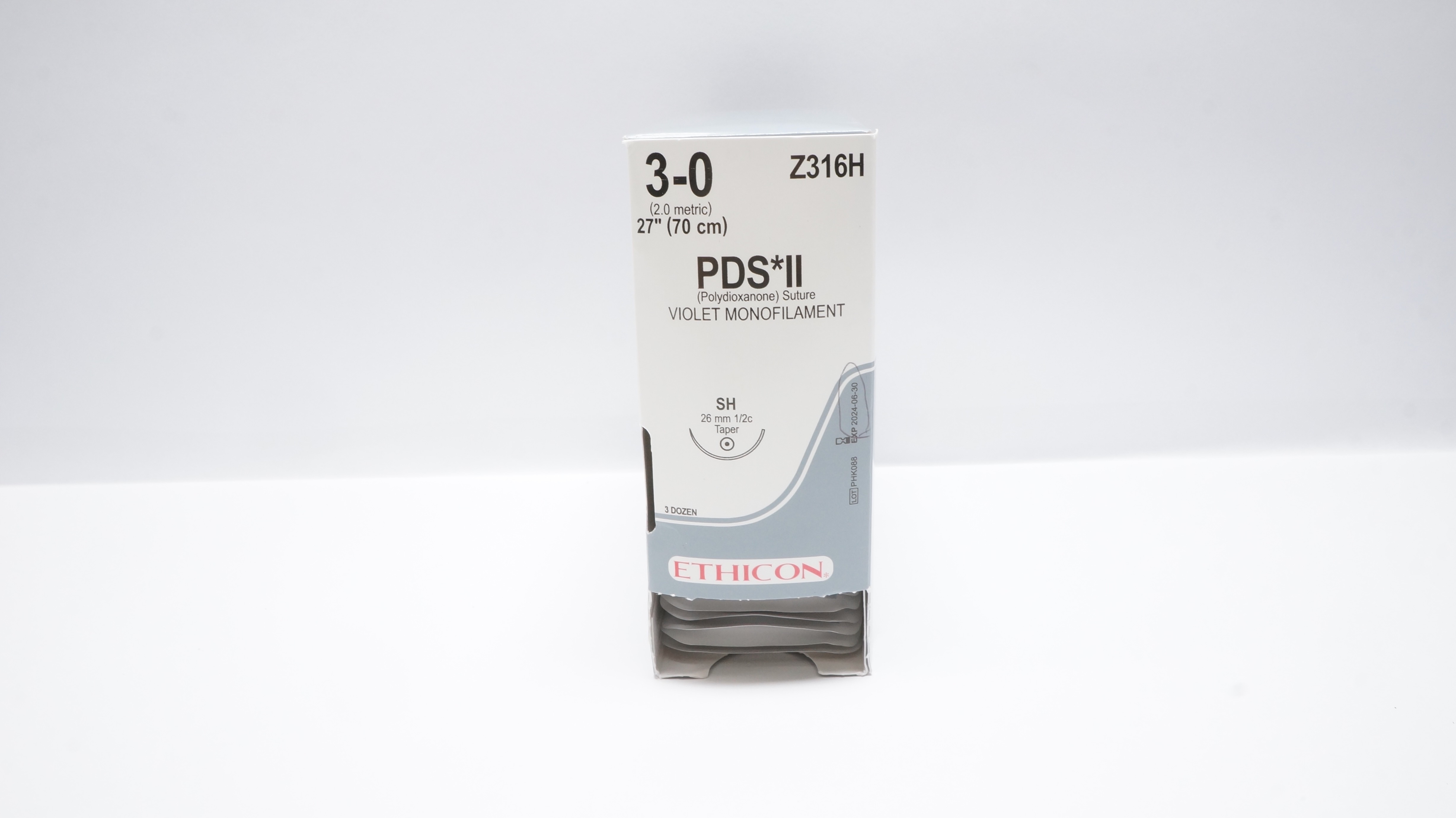 Ethicon Z316H 3-0 PDS II Stre SH 26mm 1/2c Taper, 27inch (x) - Box of 36