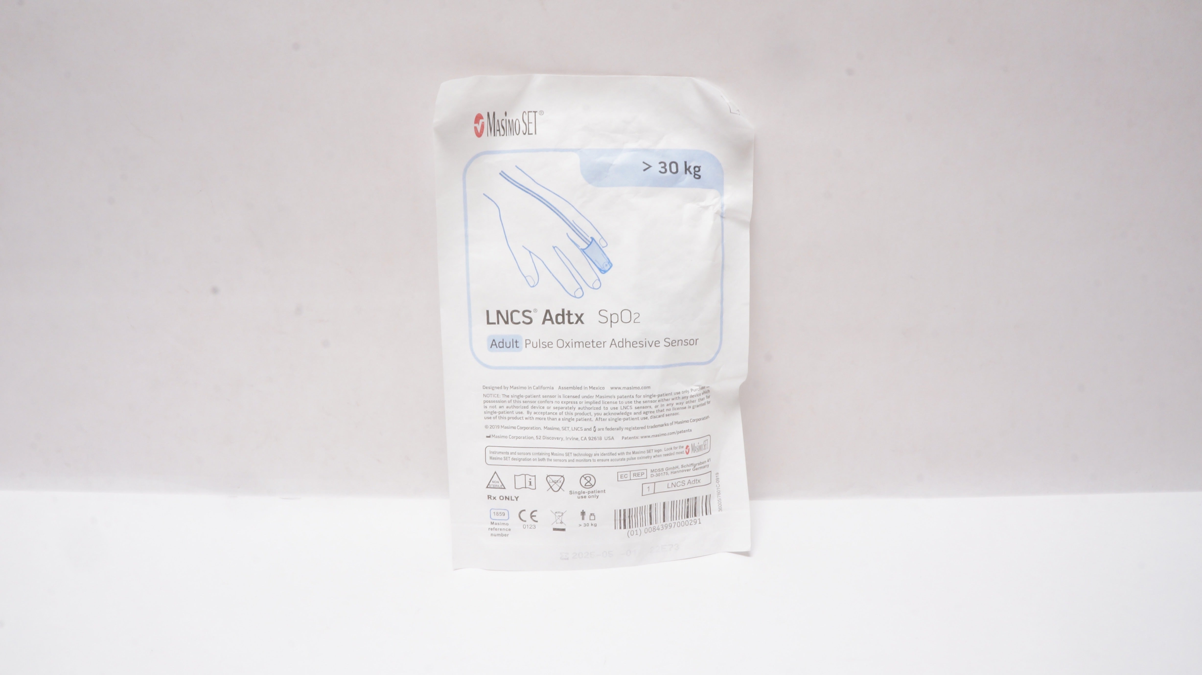 MasimoSet 1859 LNCS Adtx SpO2 Adult Pulse Oximeter Adhesive Sensor >30kg