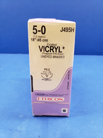 Ethicon J495H 5-0 VICRYL, PS-2 19mm, Undyed Braided 18