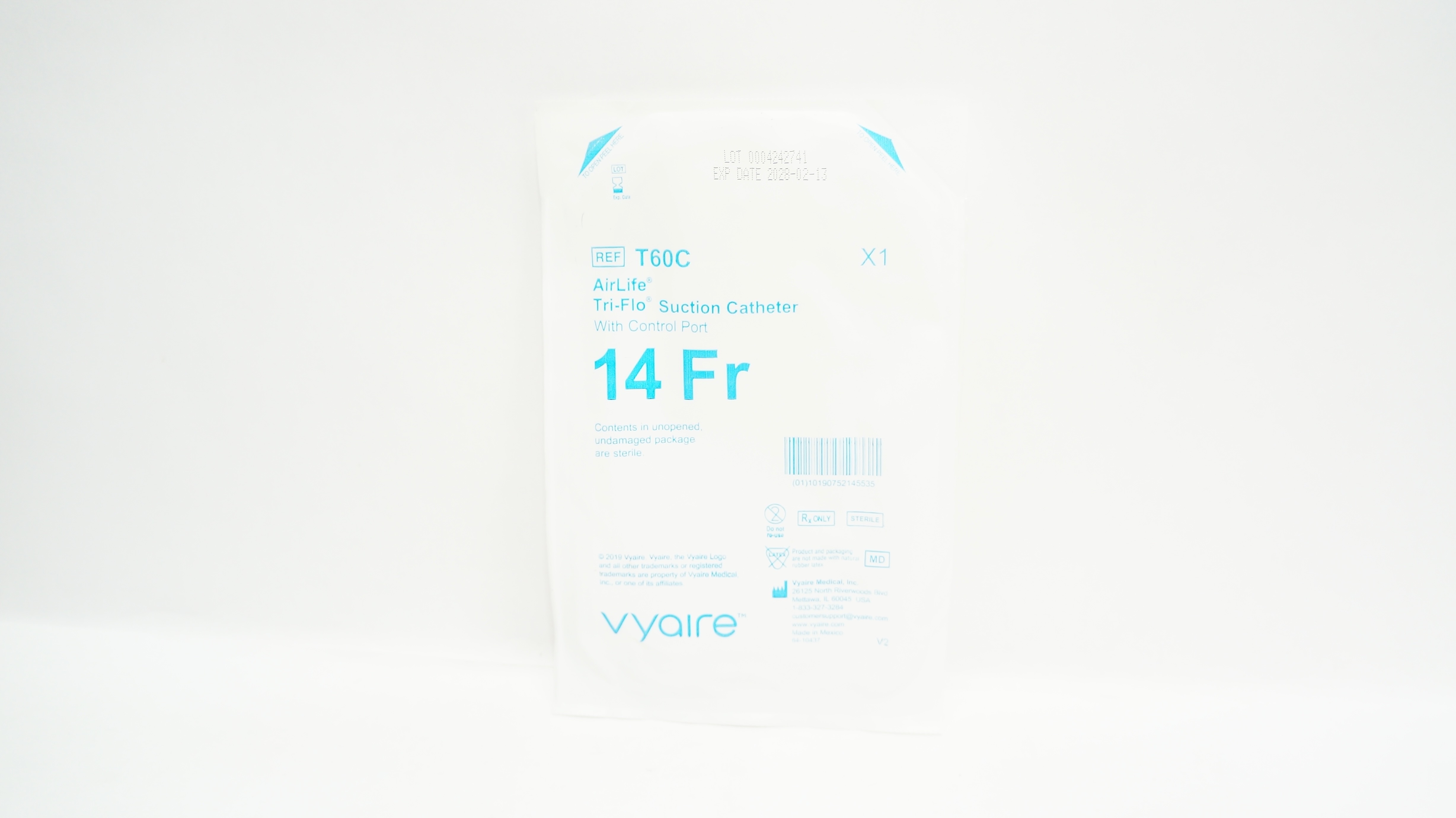 Vyaire T60C AirLife TriFlo Suction Cath. with Control Port, 14Fr