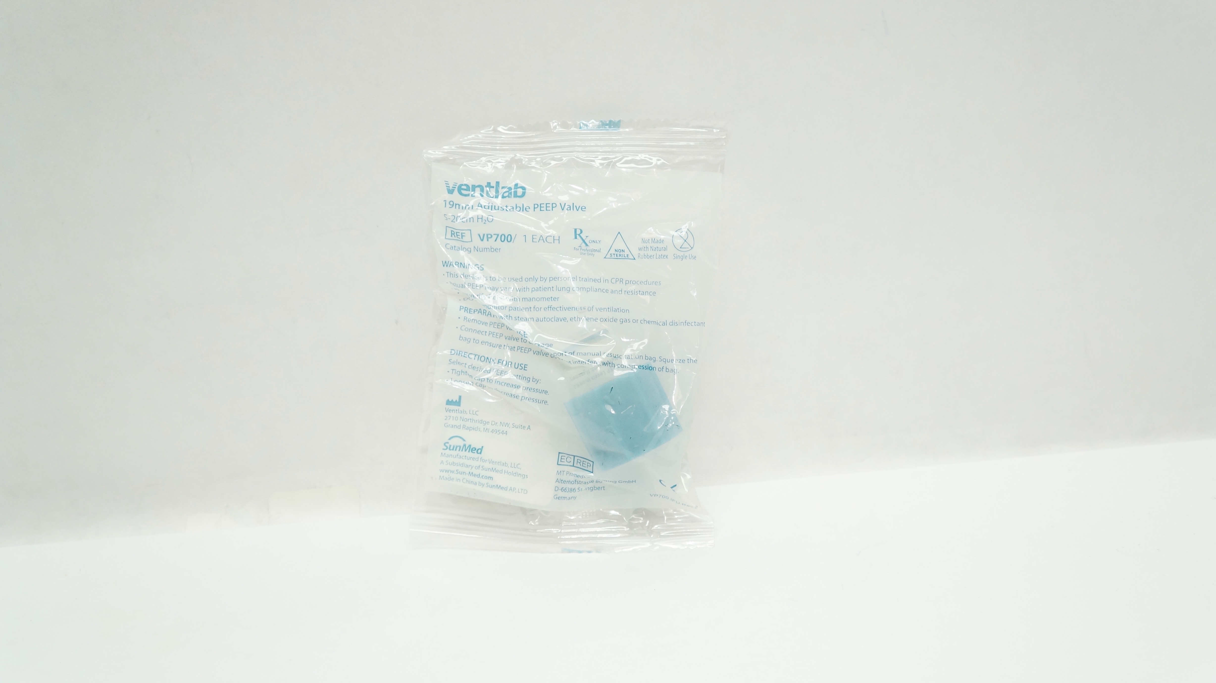 Ventlab VP700 Adjustable Peep Valve 19mm, 5-20cm H2O