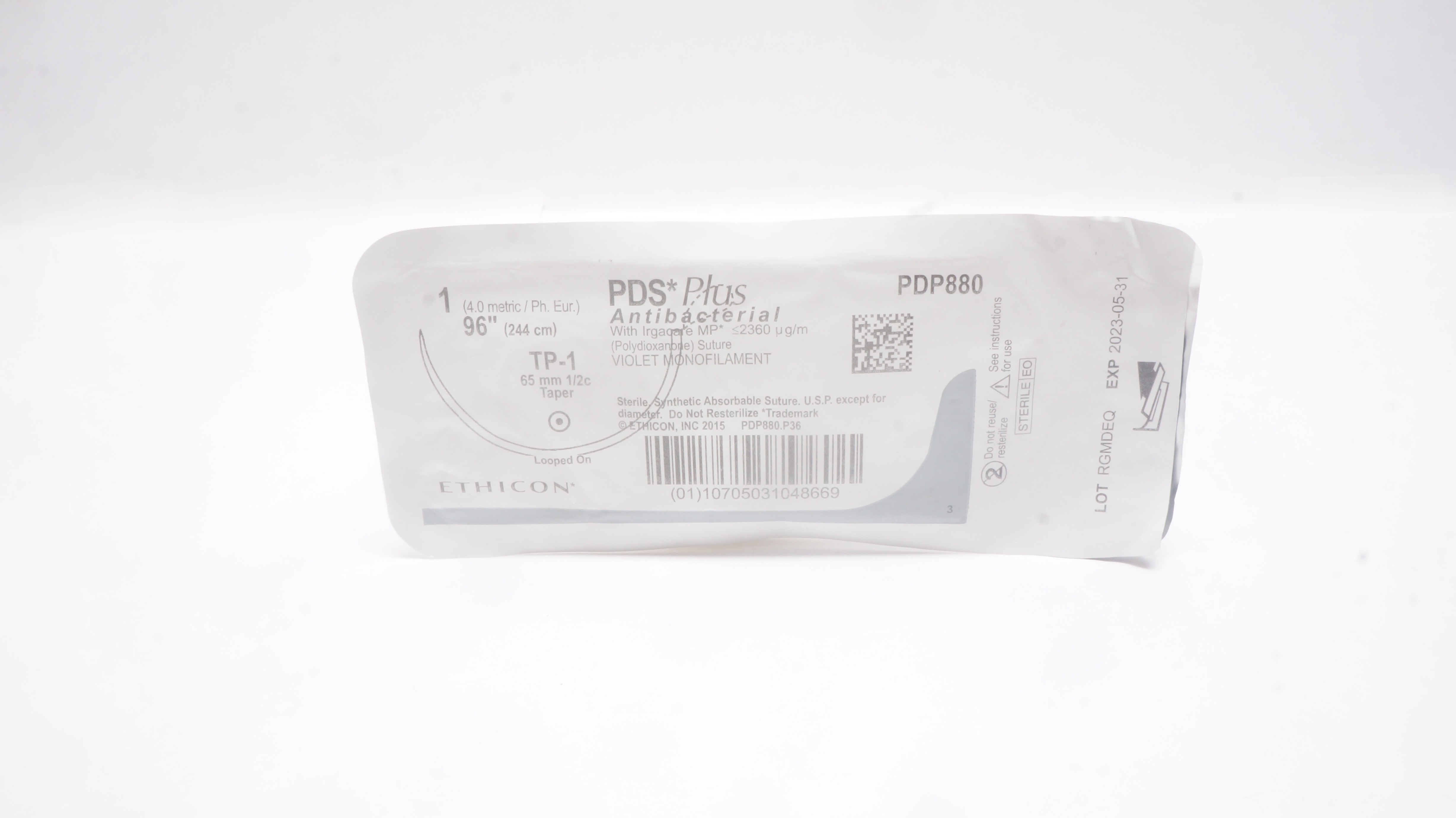 Ethicon PDP880 1 PDS Plus TP-1 65mm 1/2c Taper, 96inch (x)