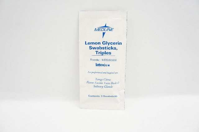 Medline MDS090600 Triple Pack Lemon Glycerin Swabsticks - Pack of 3