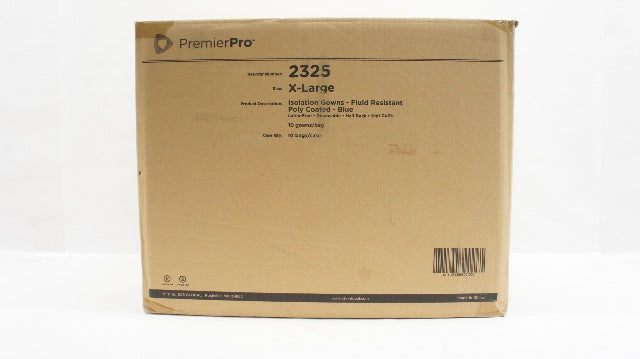 PremierPro 2325 Isolation Gowns-Fluid Resistant Poly Coated Blue XL - Box of 10