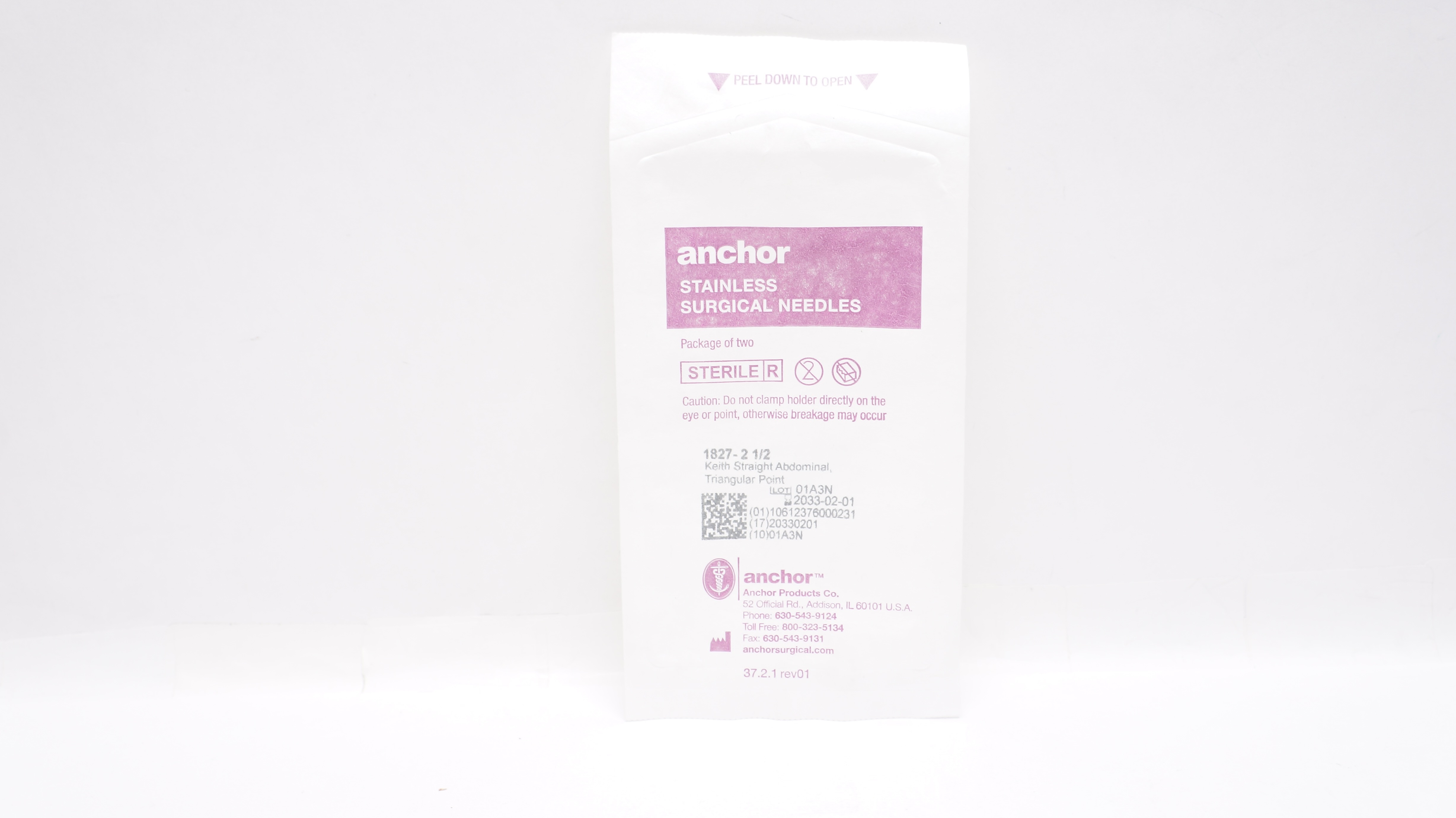 Anchor 1827-2 1/2 Surgical Ndles Keith Straight Abdominal - Pack of 2