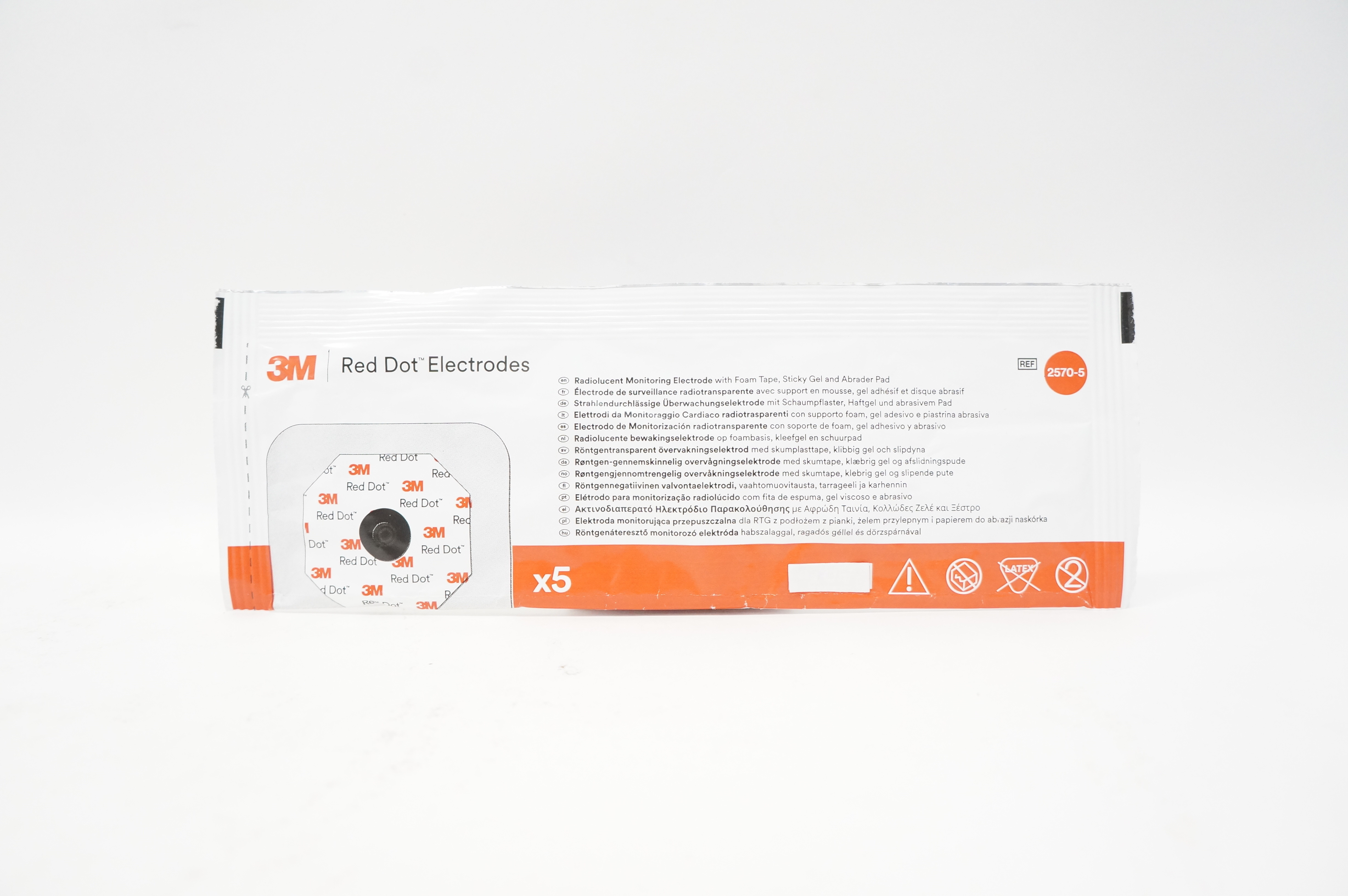 3M 2570-5 Red Dot Radiolucent Monitoring Electrode (x) - Pack of 5