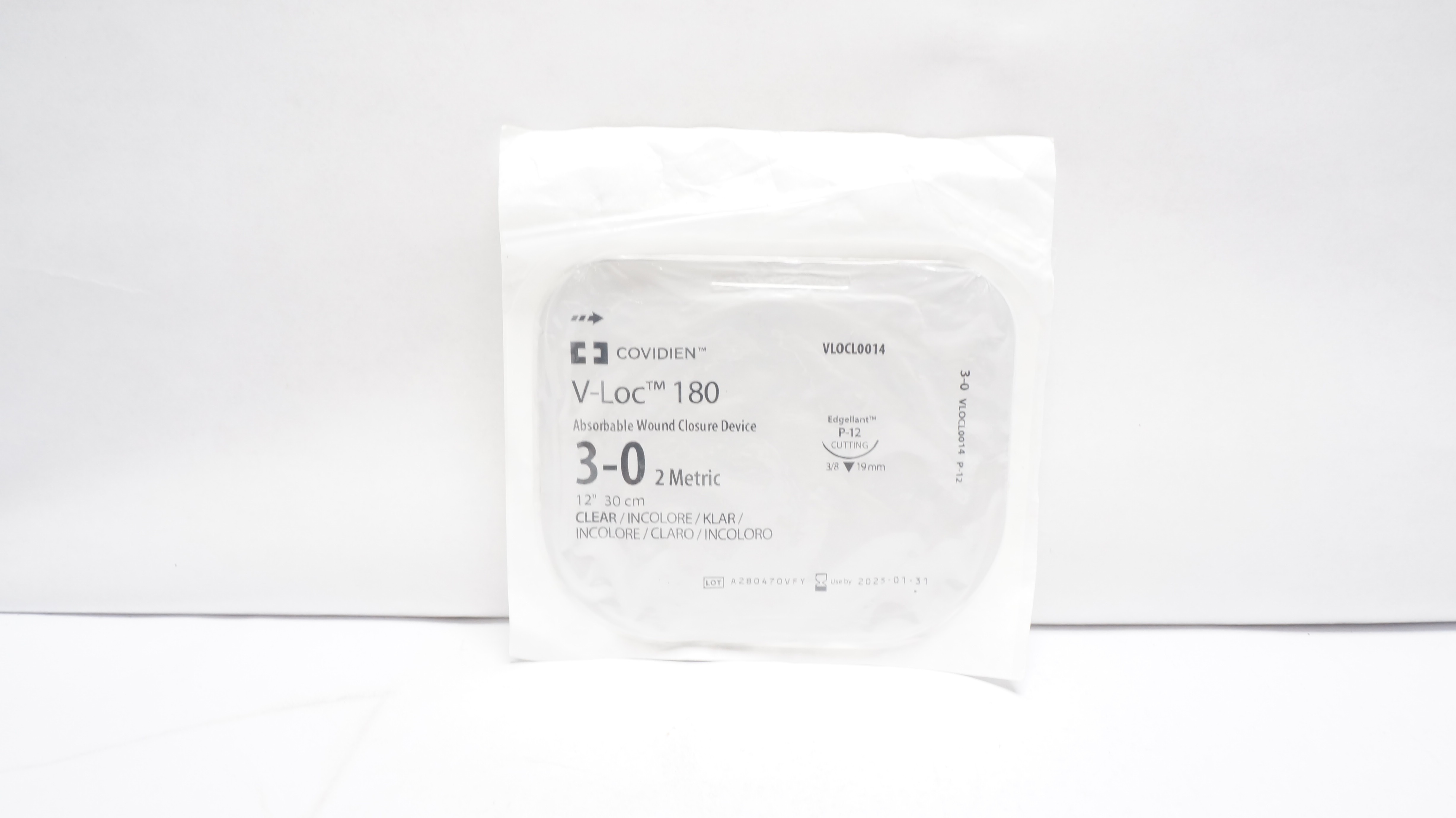 Covidien VLOCL0014 3-0 V-Loc 180, P-12 Edgellant Cutting, 3/8 19mm, 12inch (x)