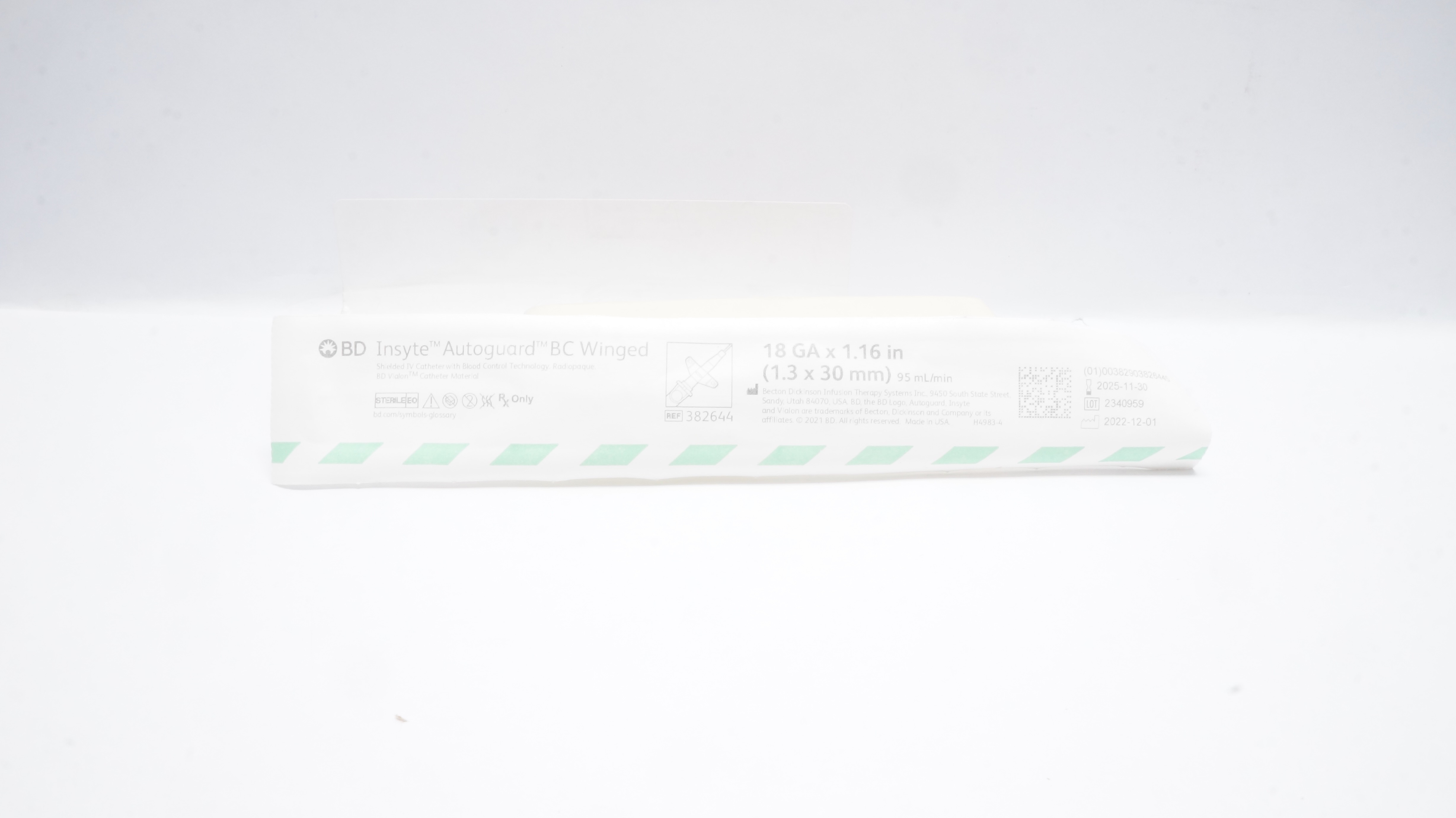 BD 382644 Insyte Autoguard BC Winged Shielded IV Cath. 18GA x 1.16inch 95ml/min