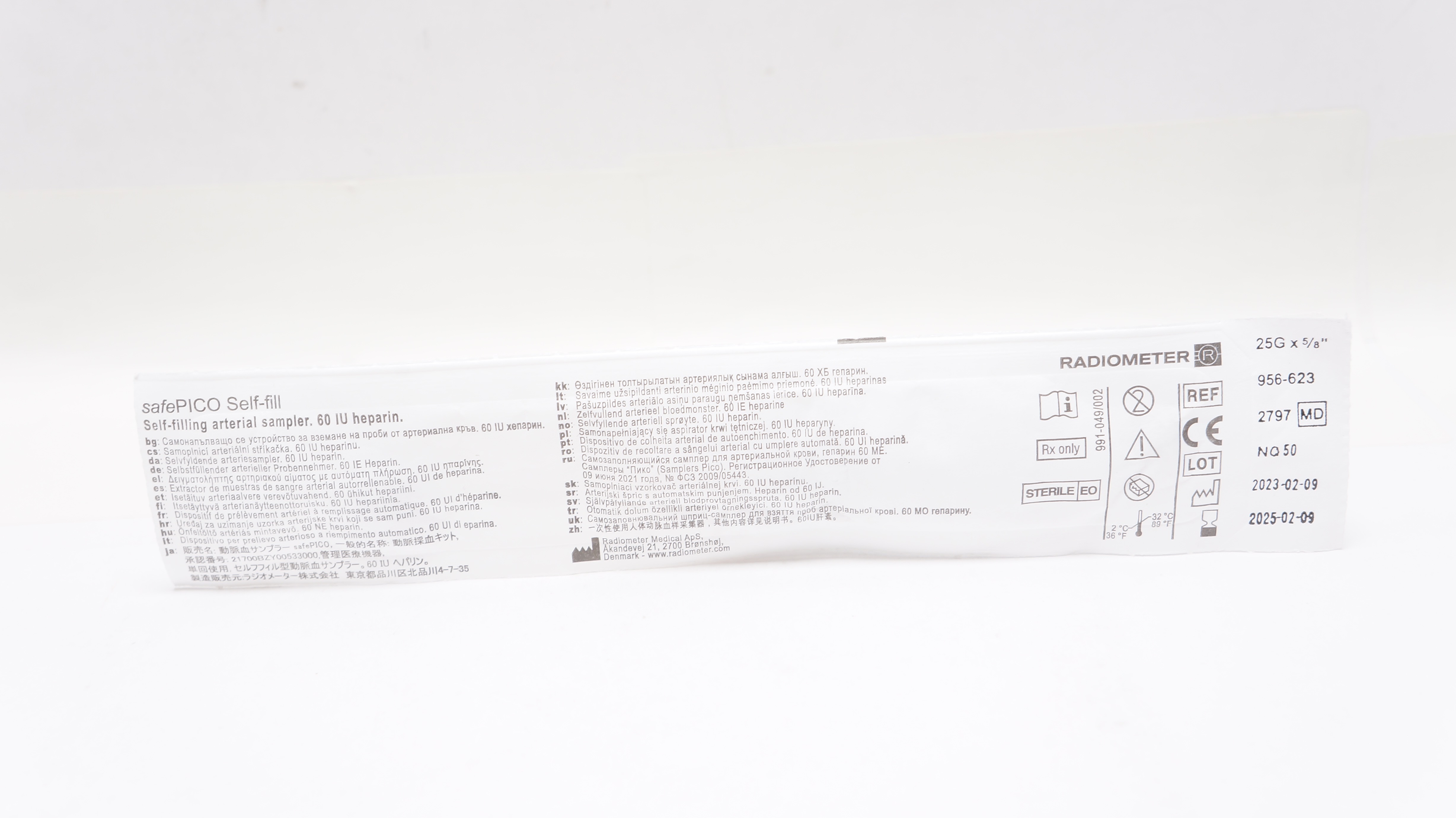 Radiometer Medical 956-623 SafePICO Self-Filling Arterial Sampler 25G x 5/8inch