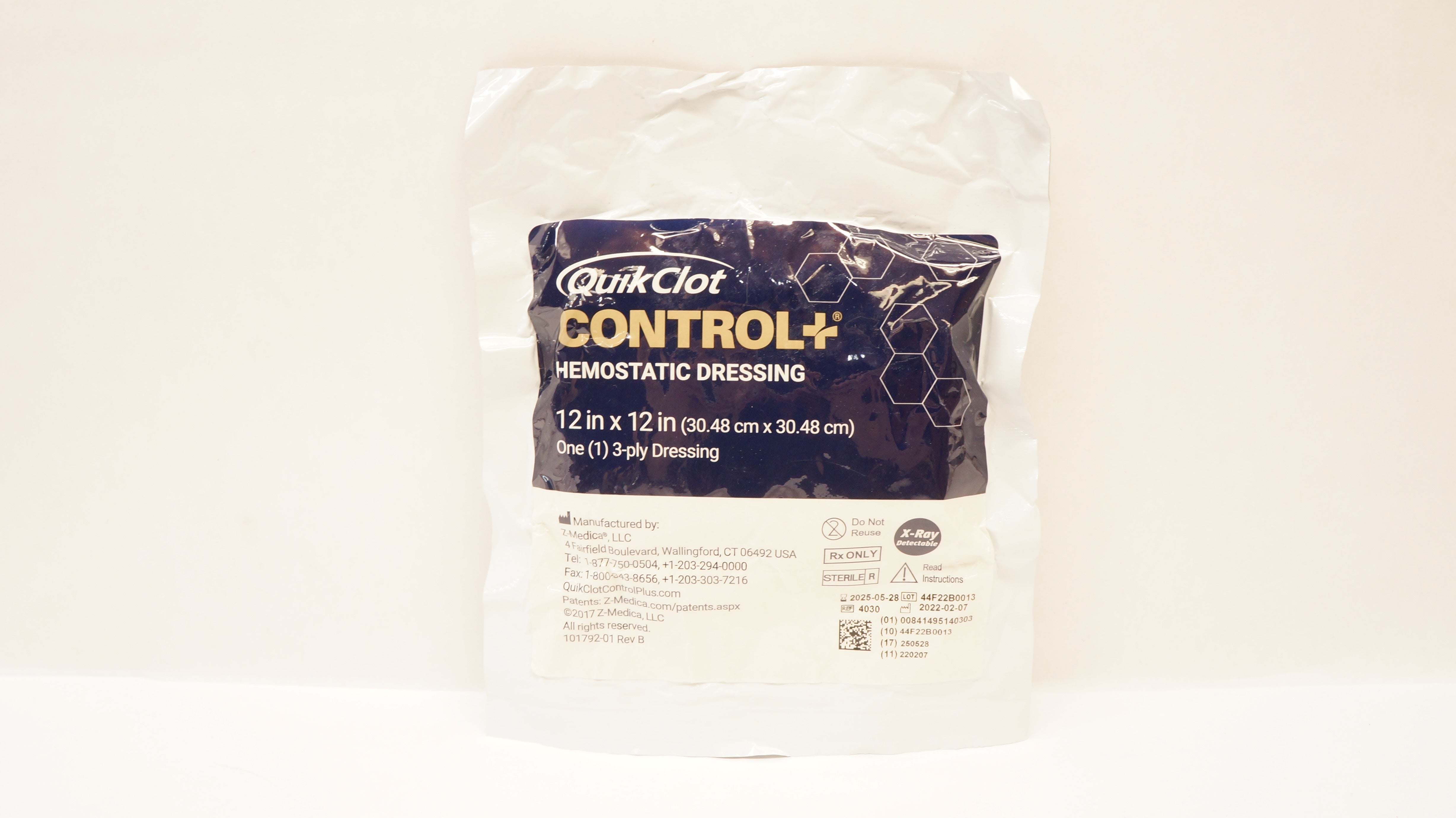 Z-Medica 4030 QuikClot Control Plus Hemostatic Dressing 3-Ply 12 x 12nch