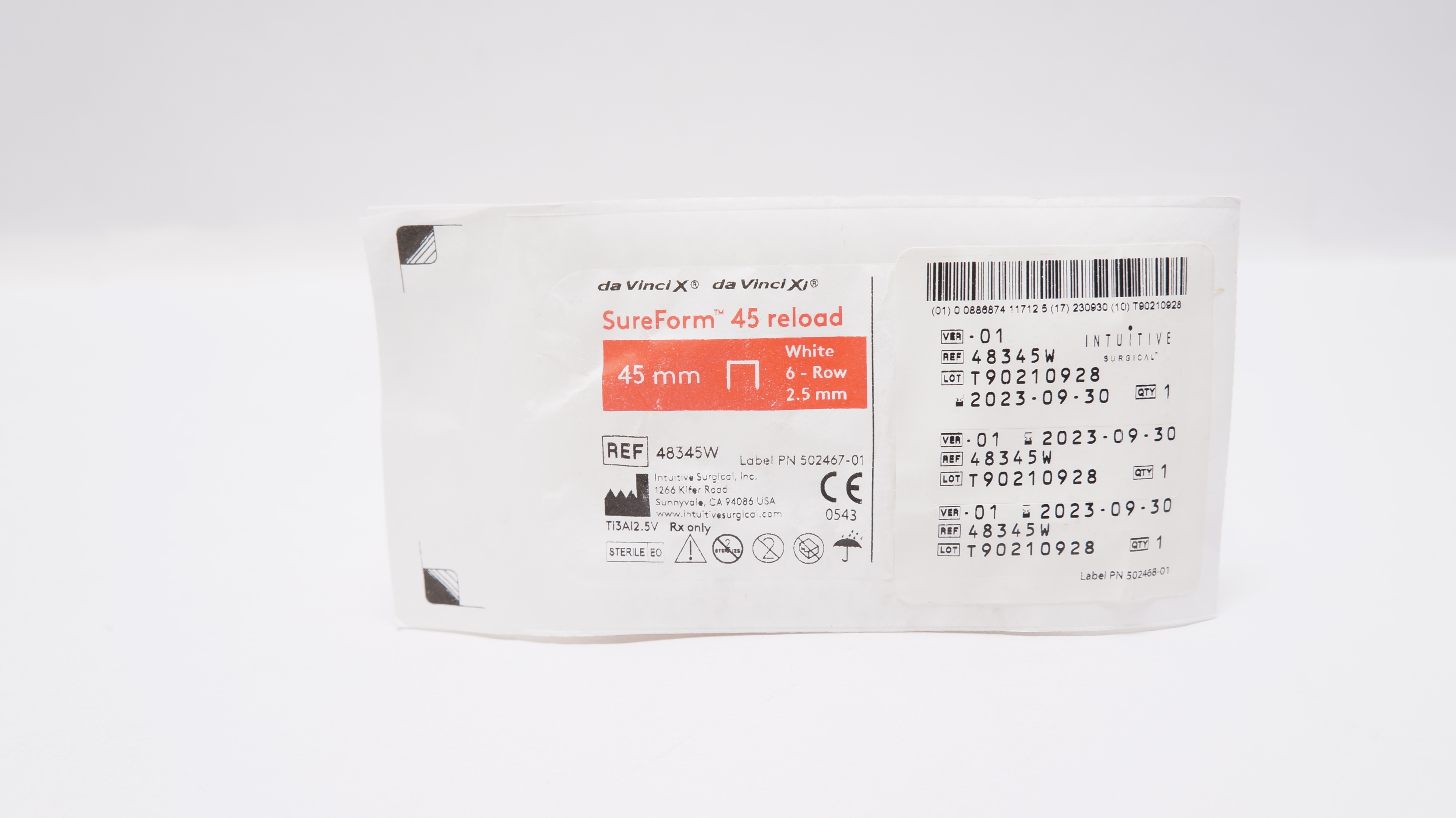 Intuitive Surgical 48345W Da Vinci Xi SureForm 45mm Reload White 6 Row 2.5mm (x)
