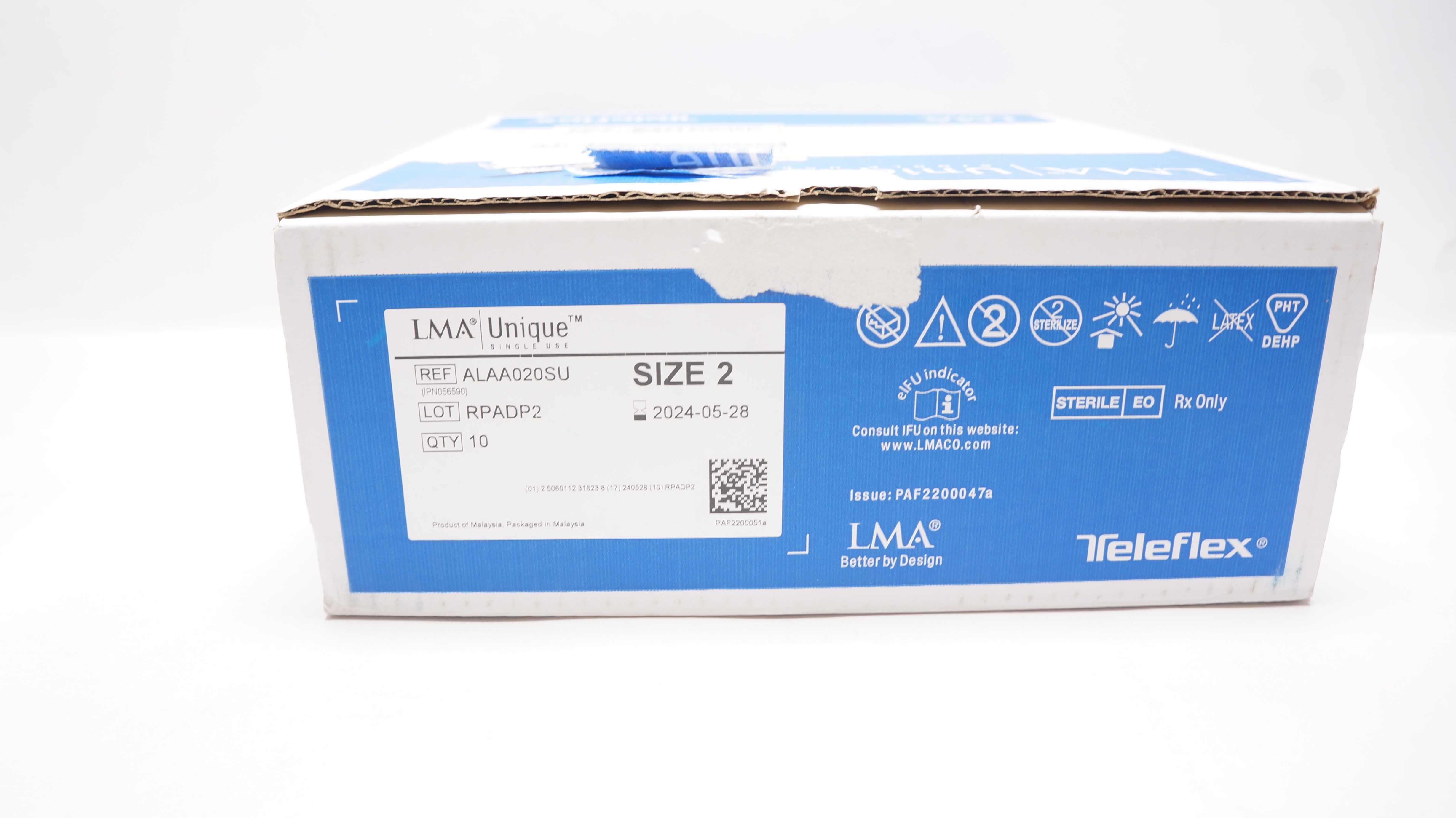 Teleflex ALAA020SU LMA Unique Laryngeal Mask Airway, Size 2 - Box of 10