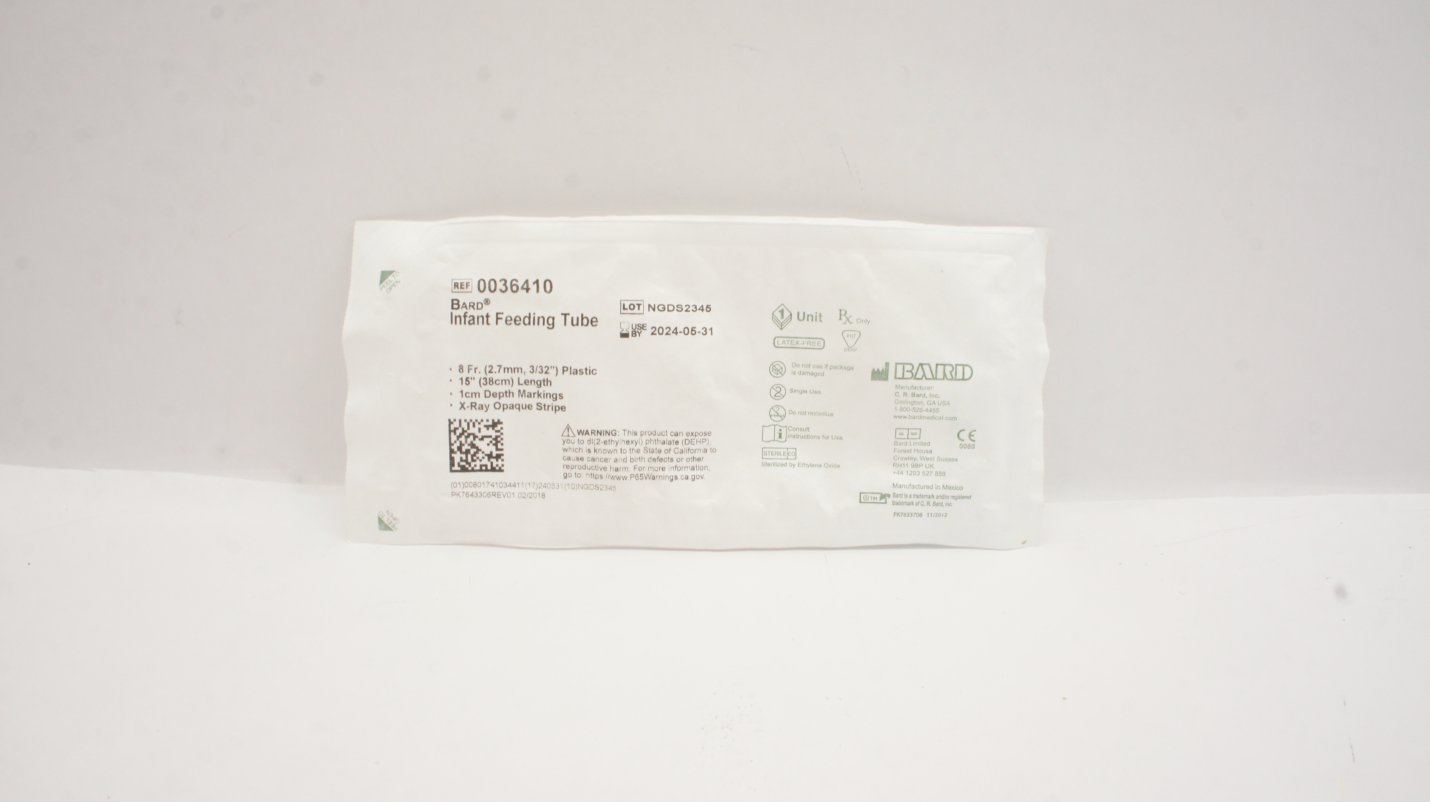 Bard 0036410 Infant Feeding Tube 8Fr. x 15inch