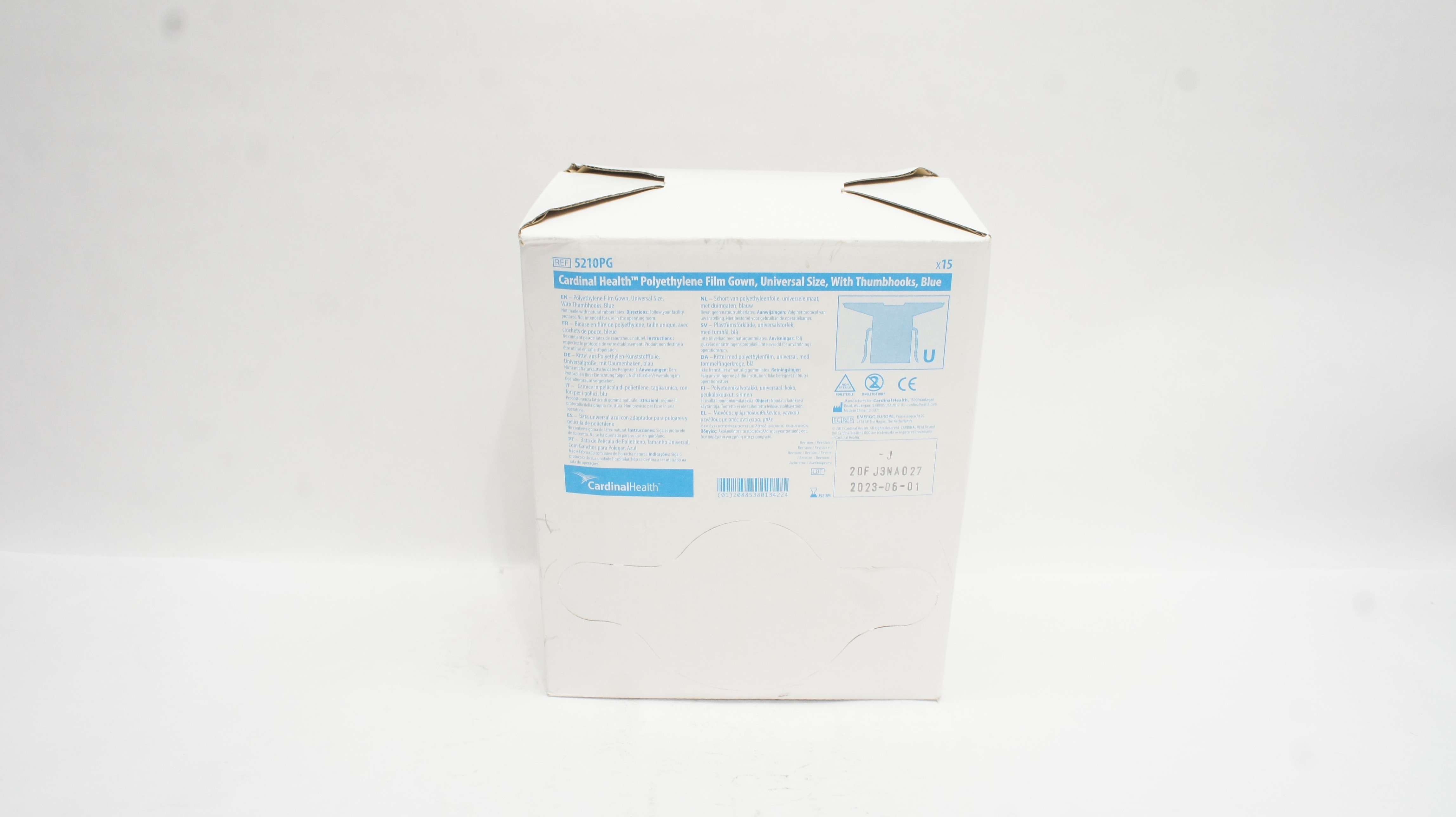 Cardinal Health 5210PG Polyethylene Film Gown W/Thumbhooks - Box of 15 (x)