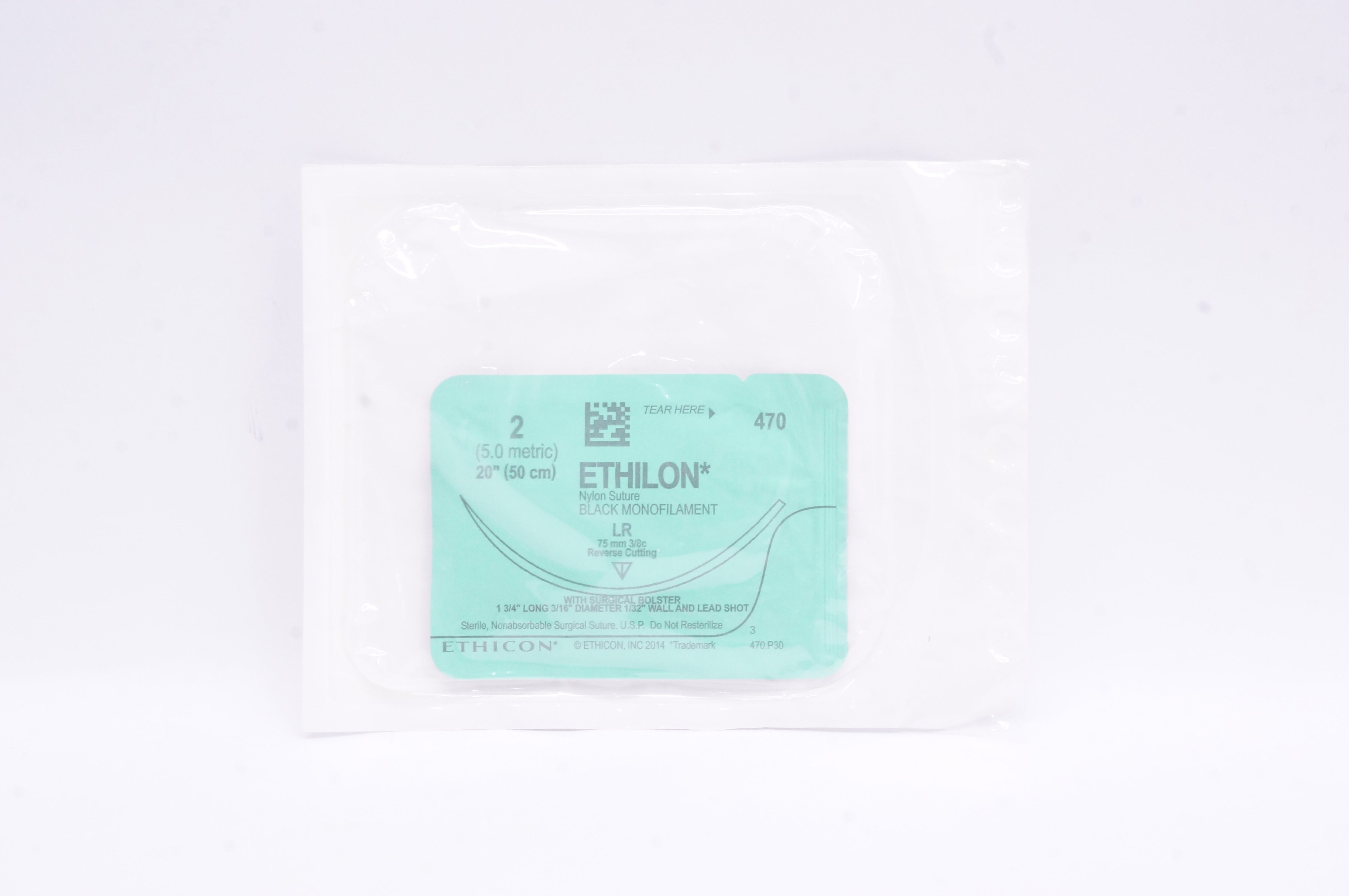 Ethicon 470 2 ETHILON, NYLON, Reverse Cutting LR 75mm 3/8c, 20inch (x)