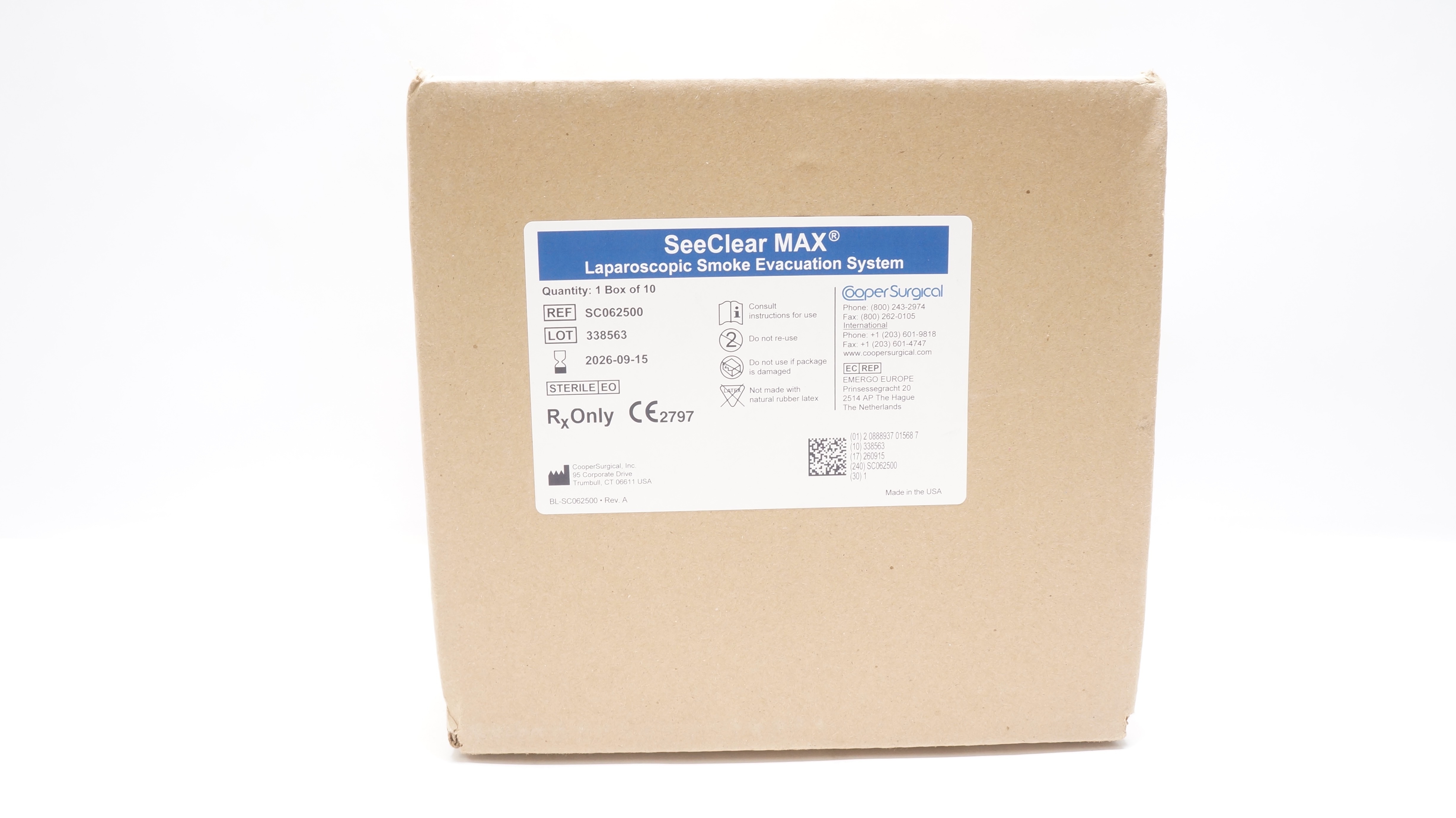 Cooper Surgical SC062500 SeeClear Max Laparoscopic Smoke Evac. System-Box of 10