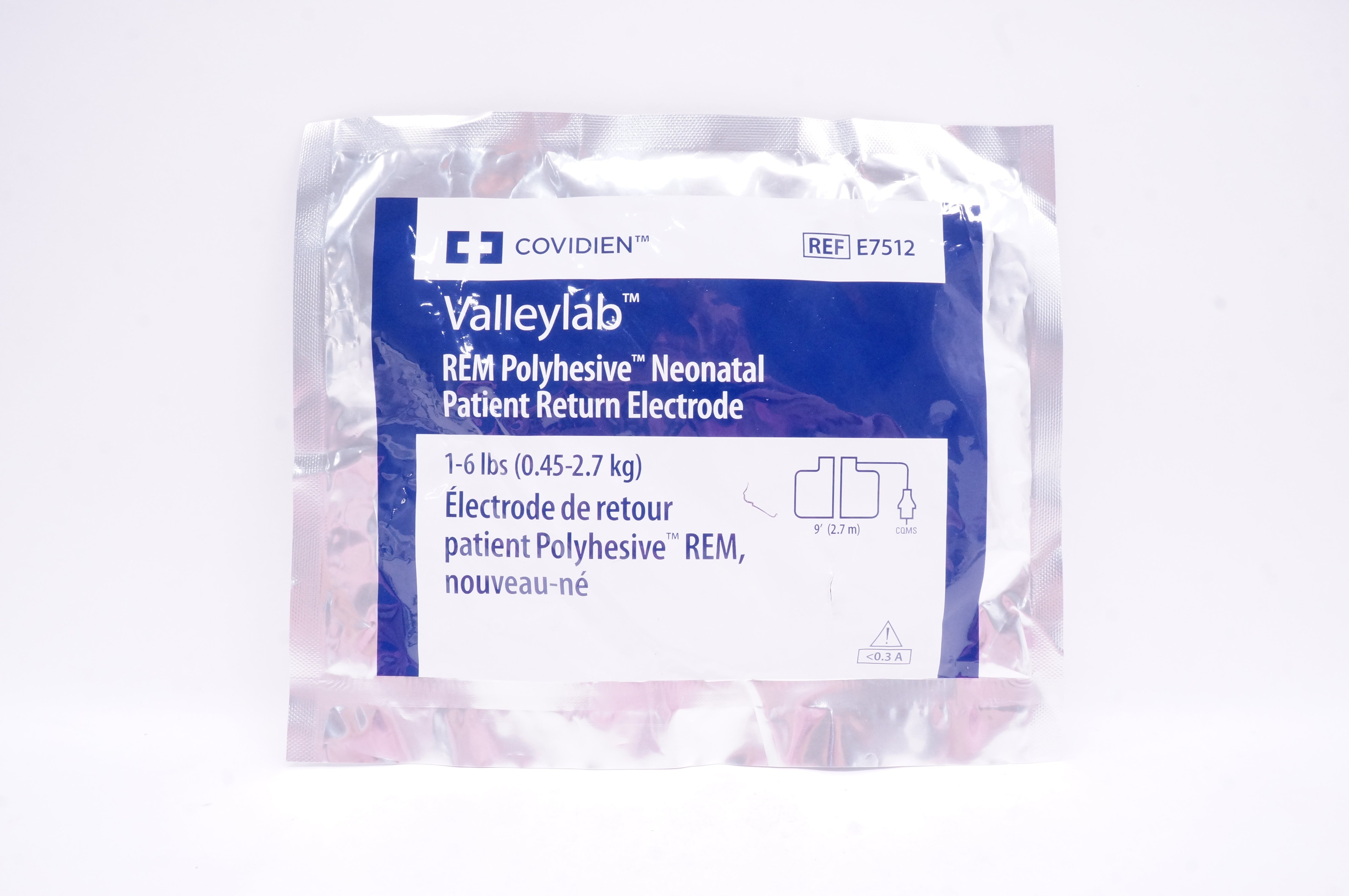 Covidien E7512 Valleylab REM Polyhesive Neonat Patient Return Electrode1-6lbs(x)