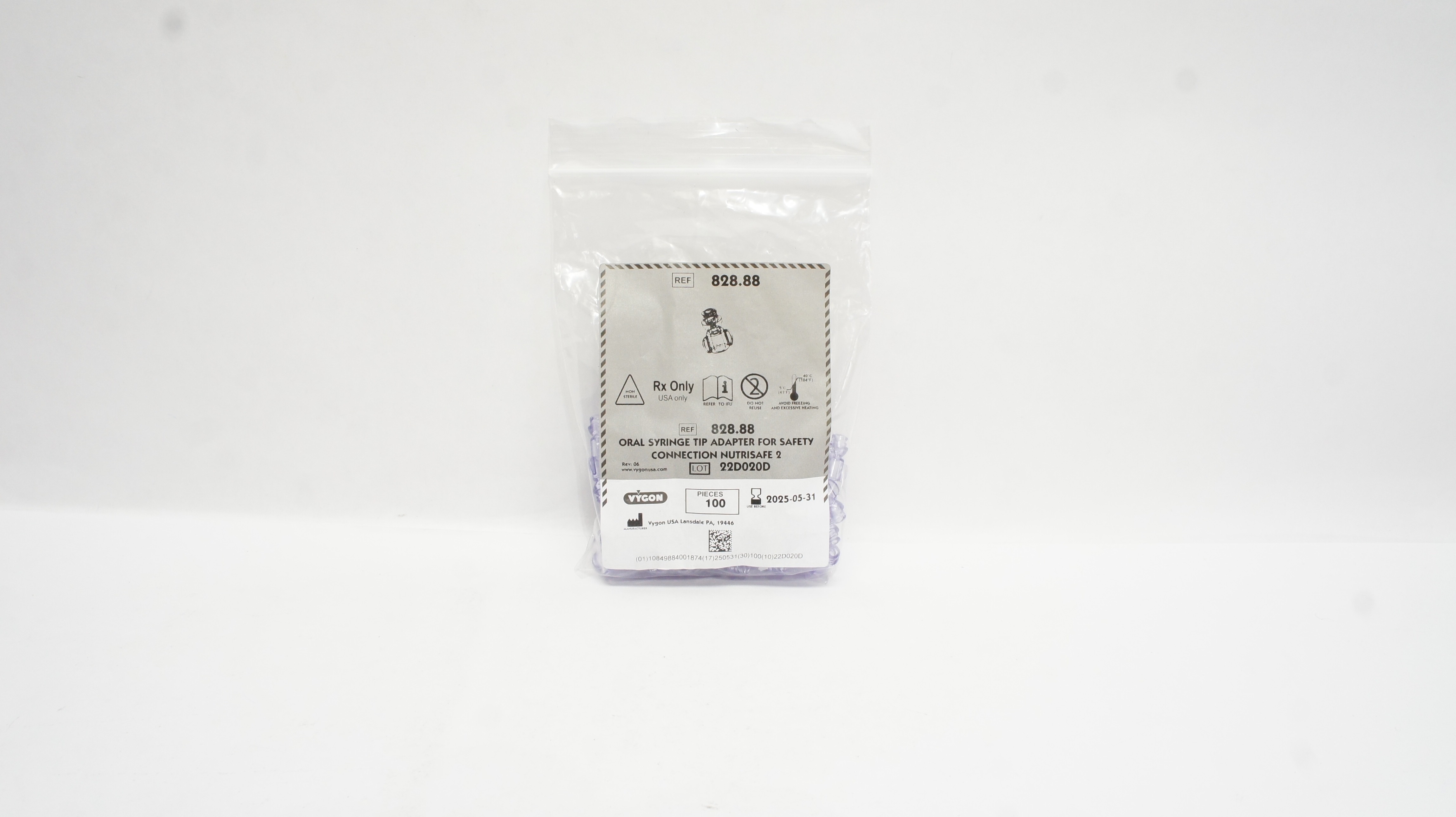 Vygon 828.88 Oral Syringe Tip Adapter  - Pack of 100