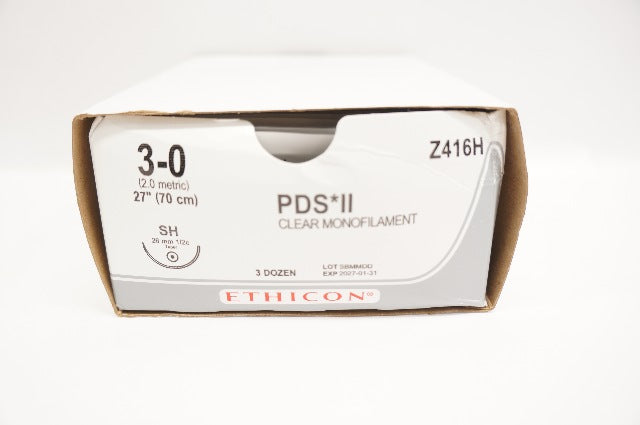 Ethicon Z416H 3-0 PDS II Violet Monofilament SH 26inch 36mm 1/2c - Box of 36