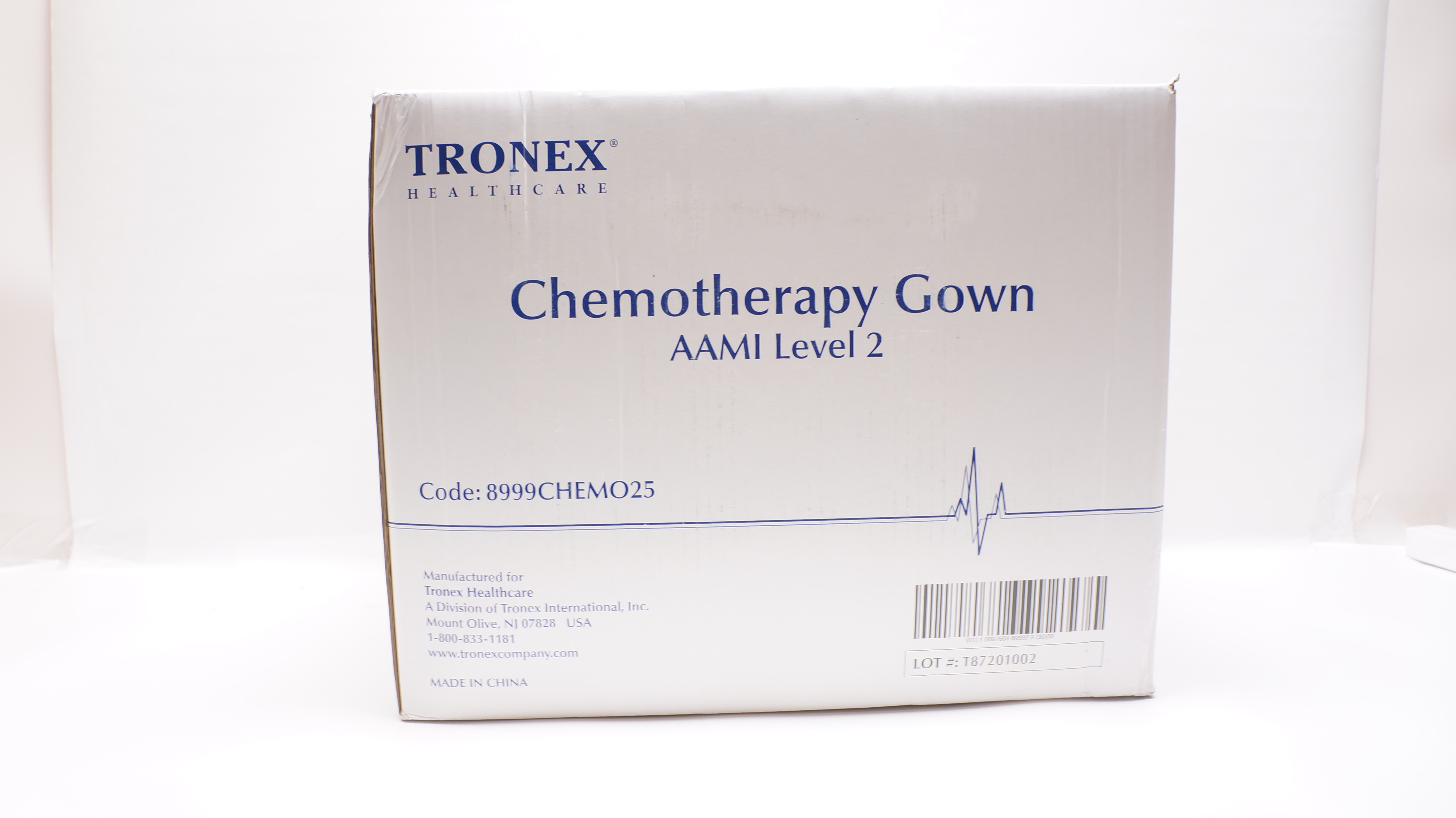 Tronex Healthcare 8999CHEM025 Chemotherapy Gown AAMI Level 2, Blue
