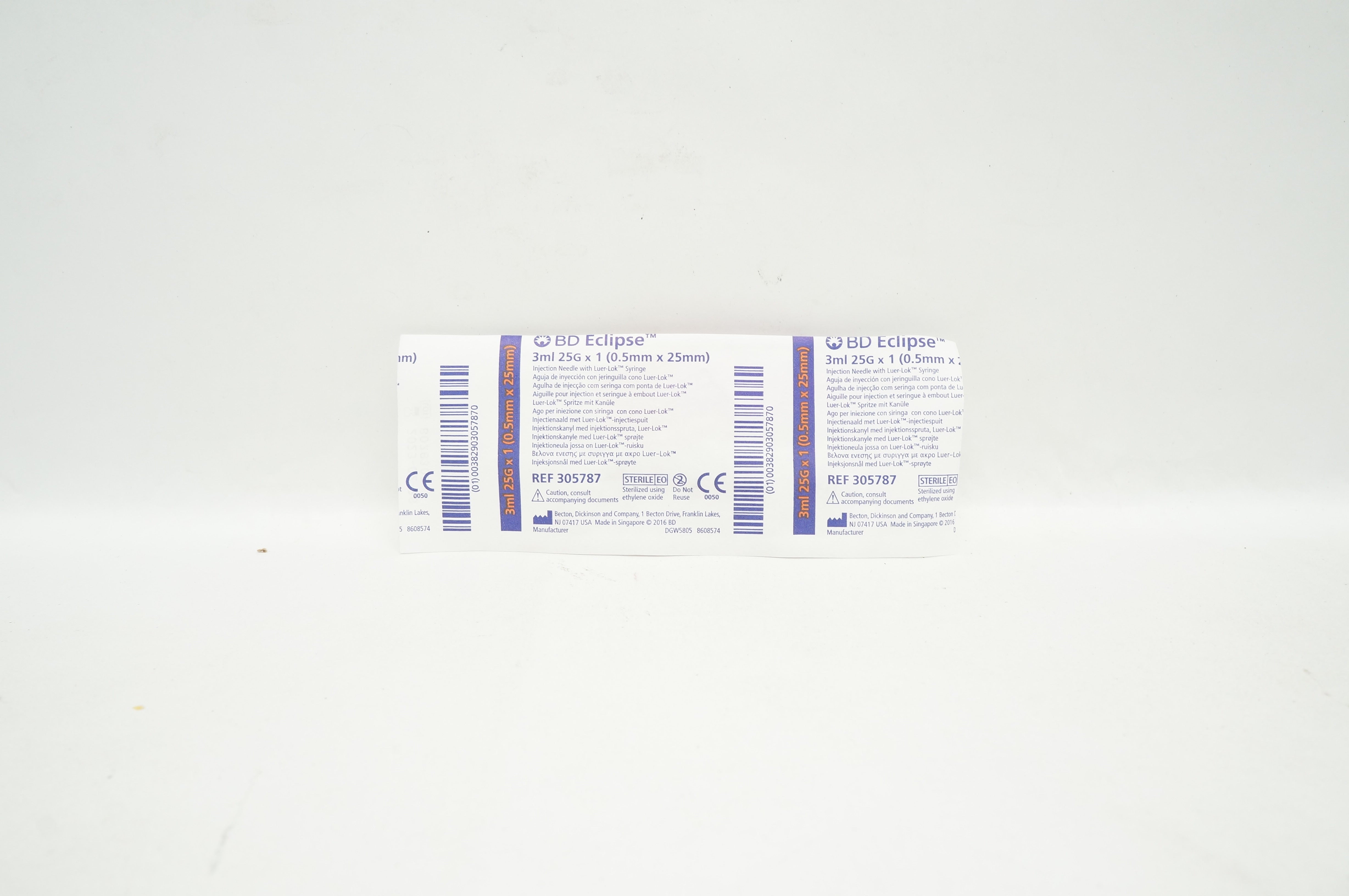 BD 305787 Eclipse Injection Ndle with Luer-Lok Syringe 3mL 25G x 1inch
