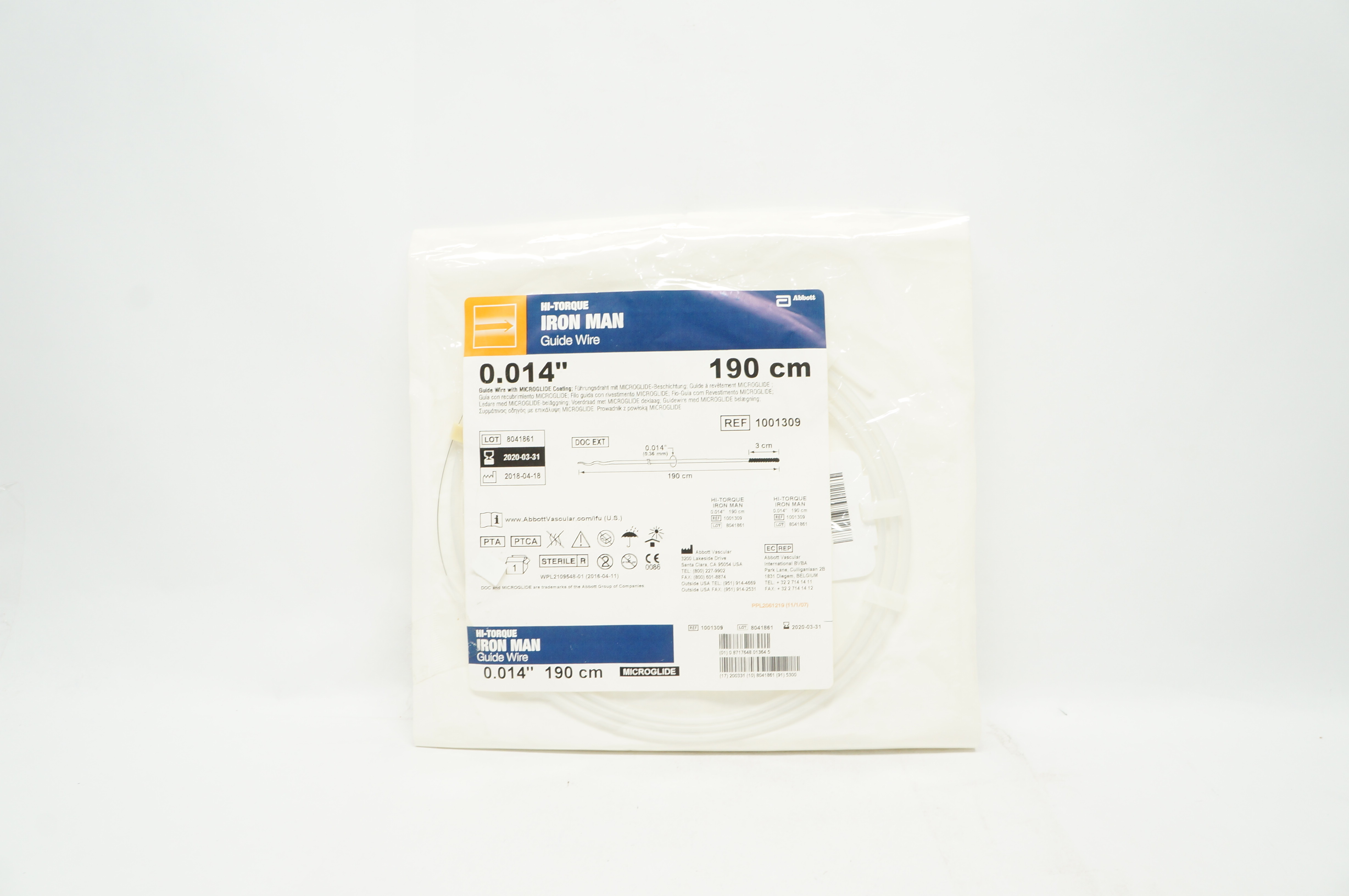 Abbott 1001309 Hi-Torque Iron Man Guide Wire 0.014inch x 190cm (x)