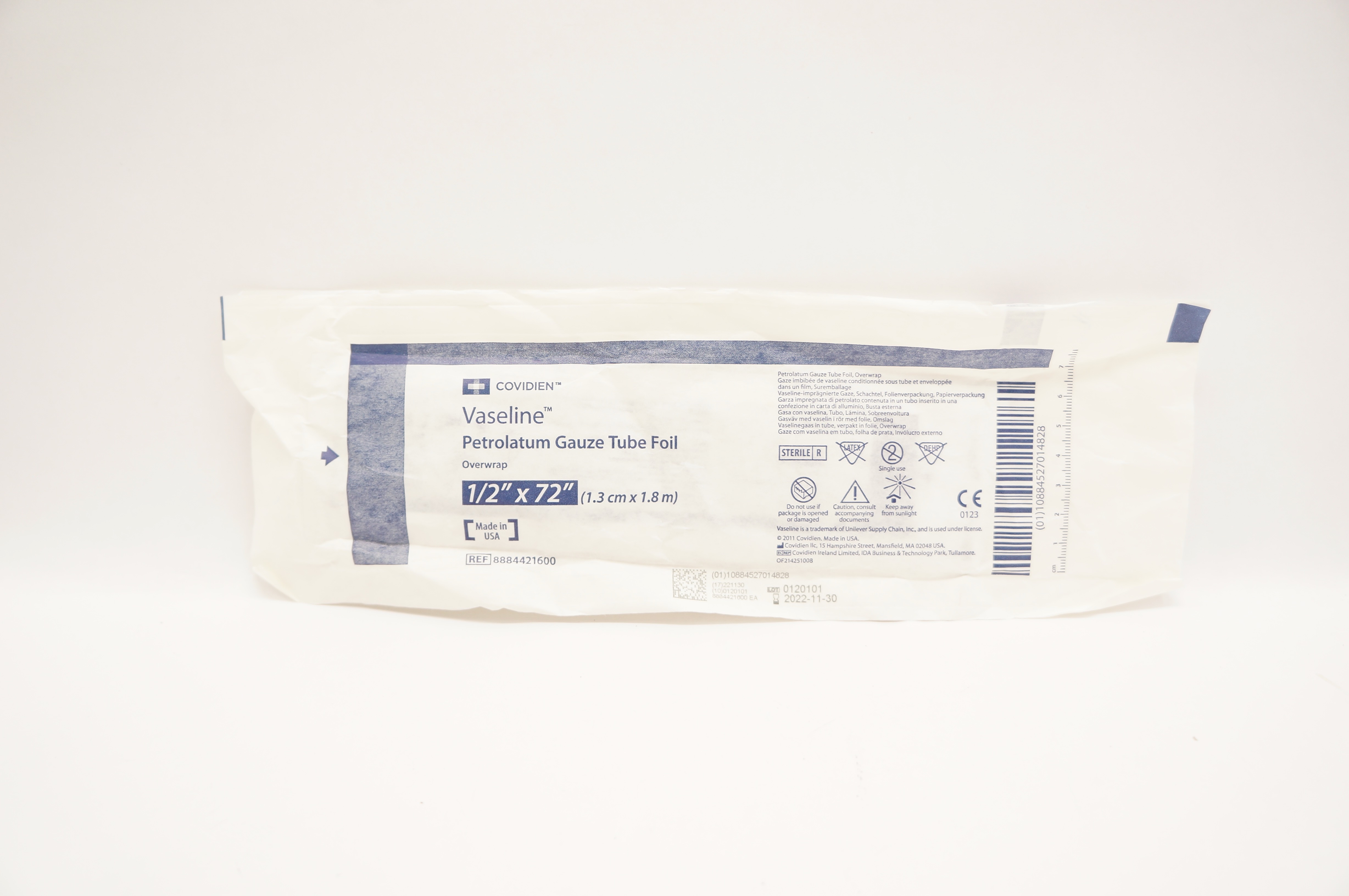 Covidien 8884421600 Vaseline Petrolatum Gauze Tube Foil 1/2 x 72inch (x)