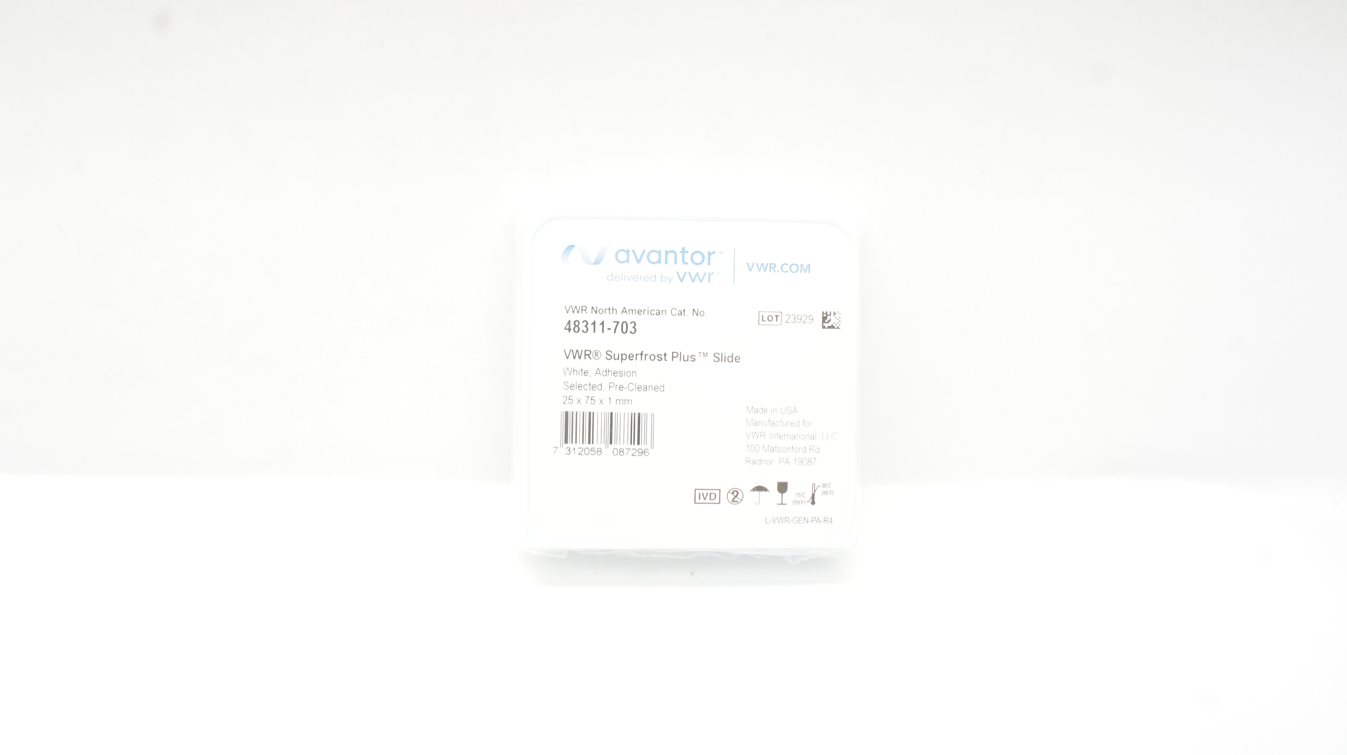 Avantor 48311-703 VWR Superfrost Plus Slide, White 25 x 75 x 1mm