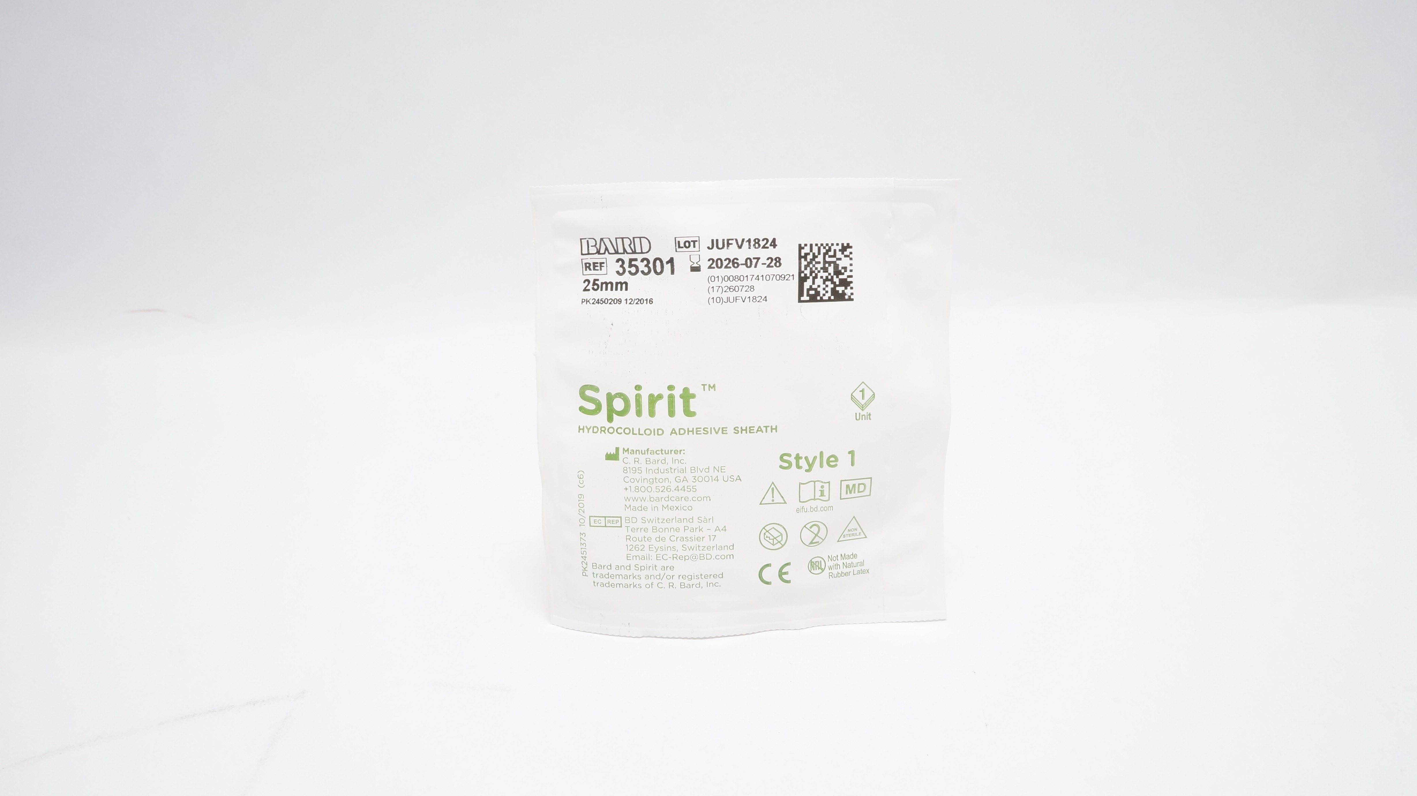 Bard 35301 Spirit Hydrocolloid Adhesive Sheath 25mm