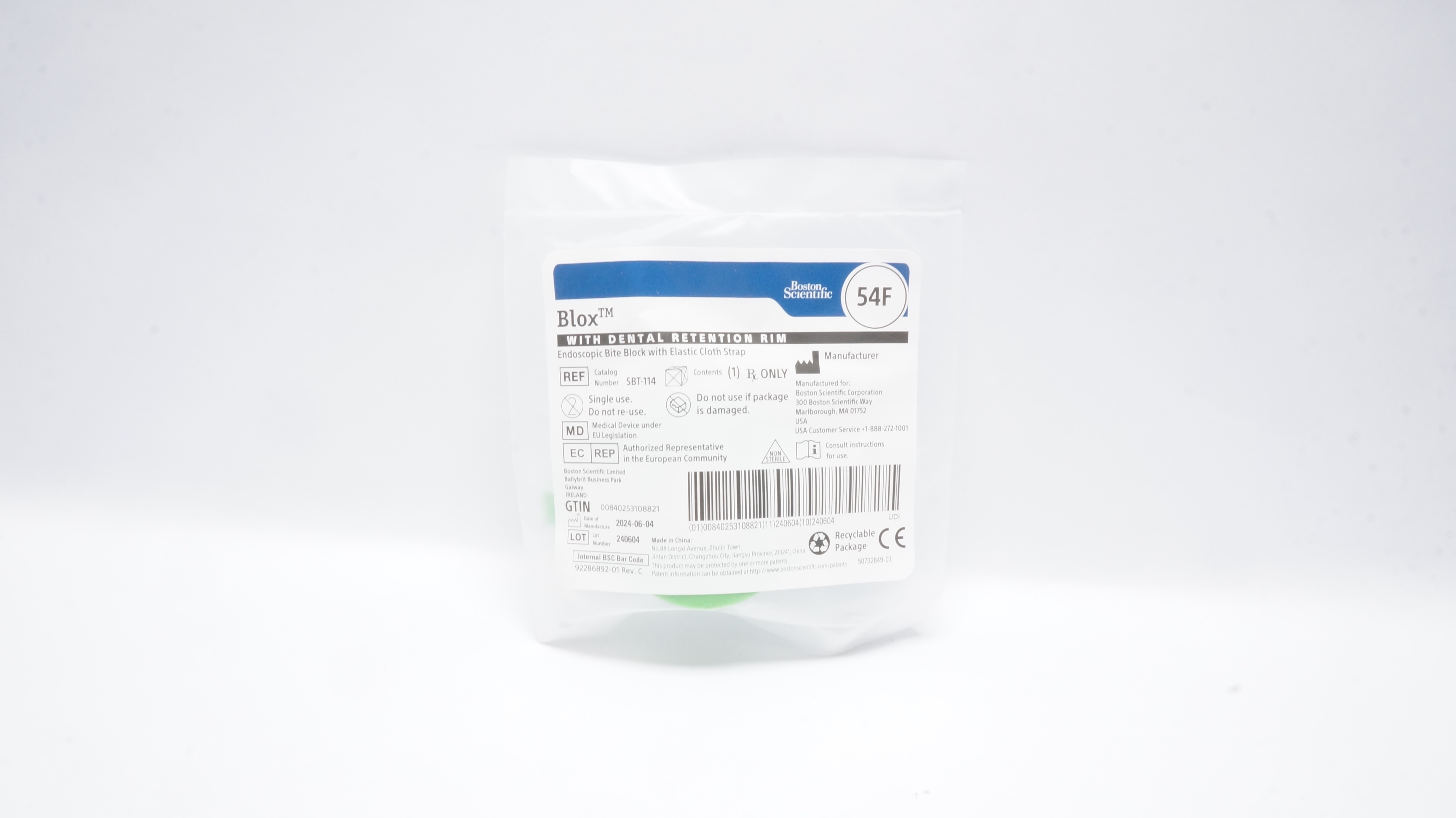 Boston Scientific SBT-114-100 Blox Endoscopic Bite Block w/Cloth Strap 54F (x)