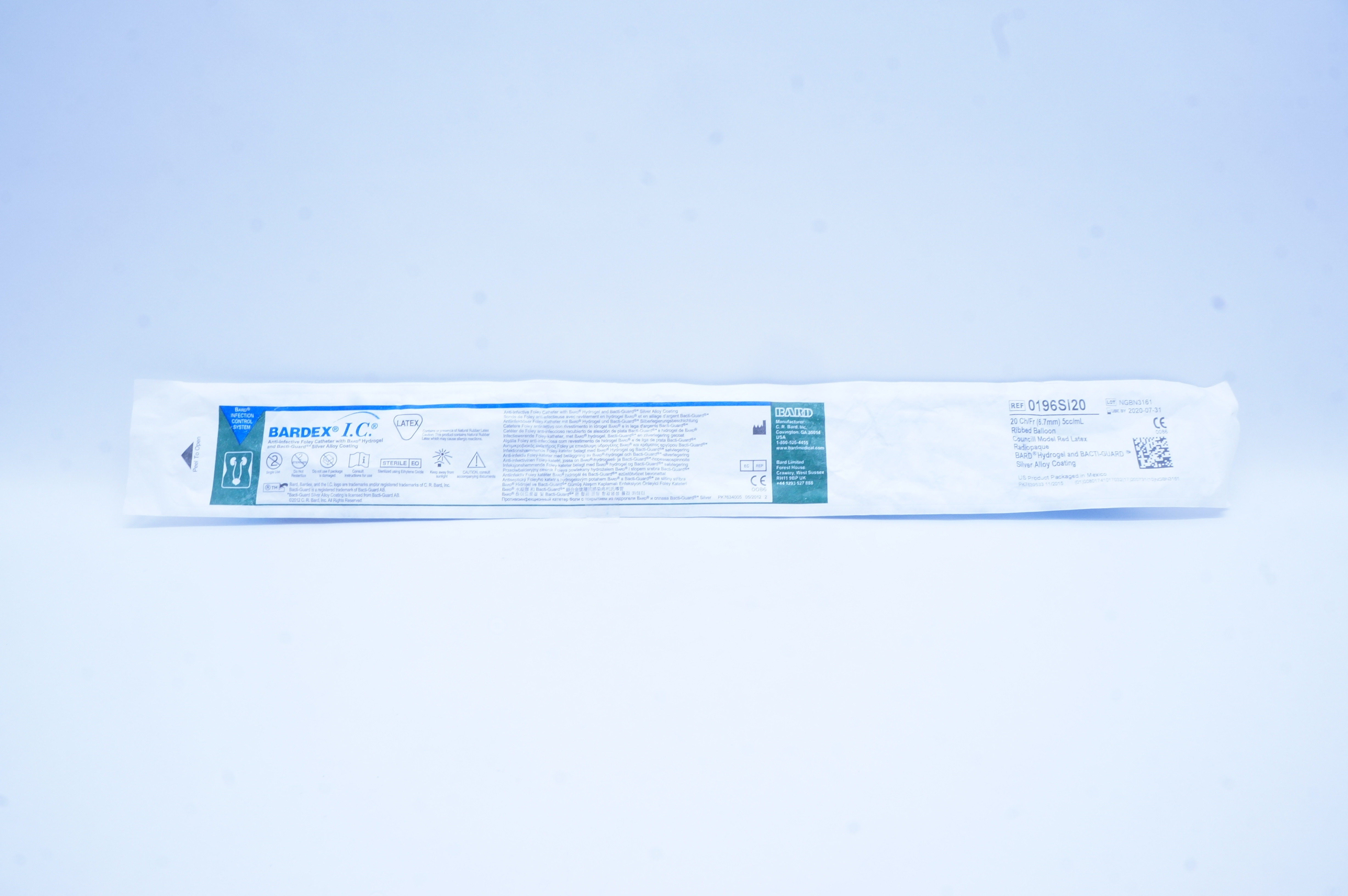 Bard 0196SI20 Bardex I.C. Anti-Infective Foley Cath. 20Ch/Fr x 5cc/mL (x)
