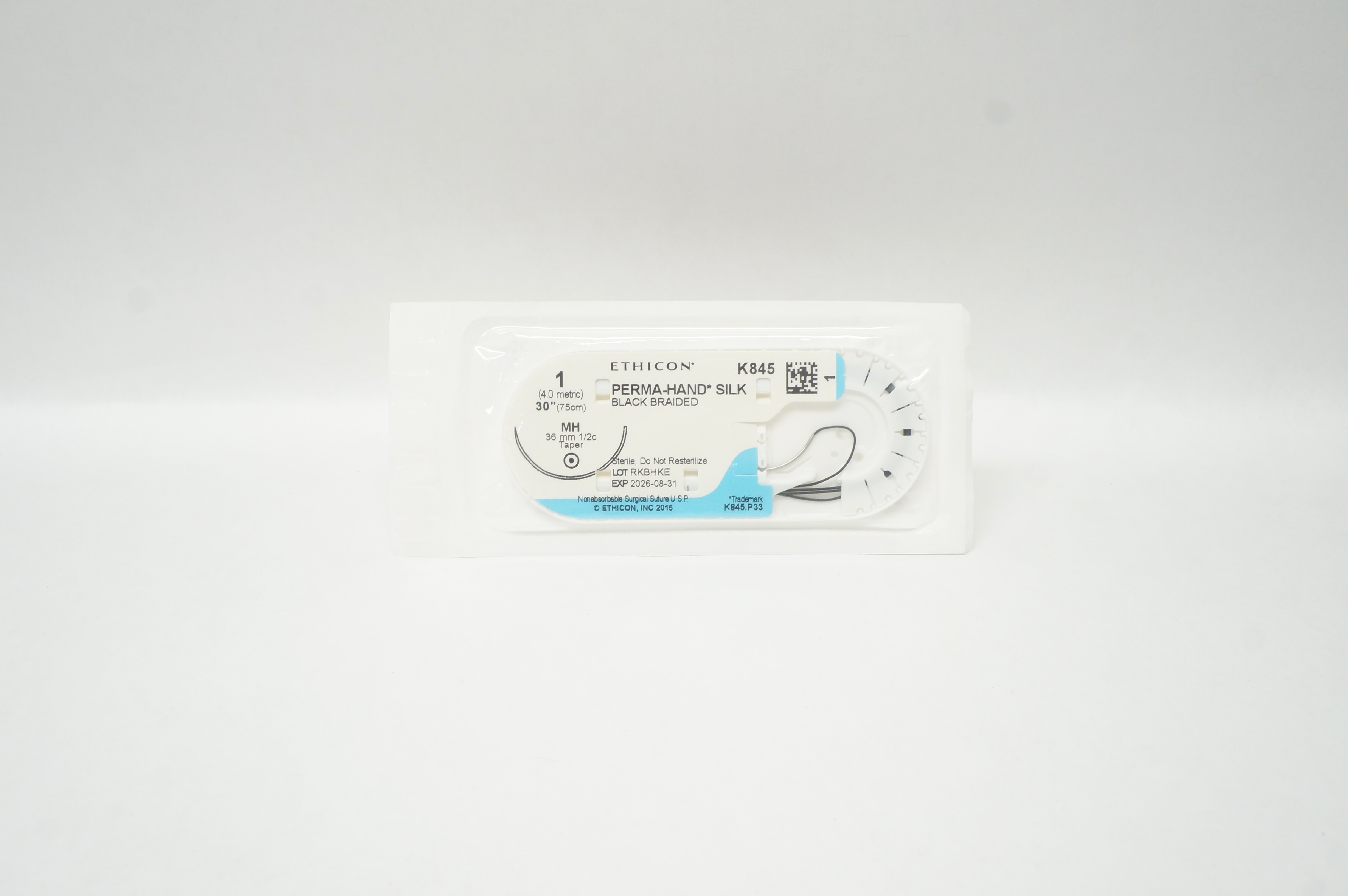 Ethicon K845 1 PERMA-HAND SILK Stre MH 36mm 1/2c Taper, 30inch
