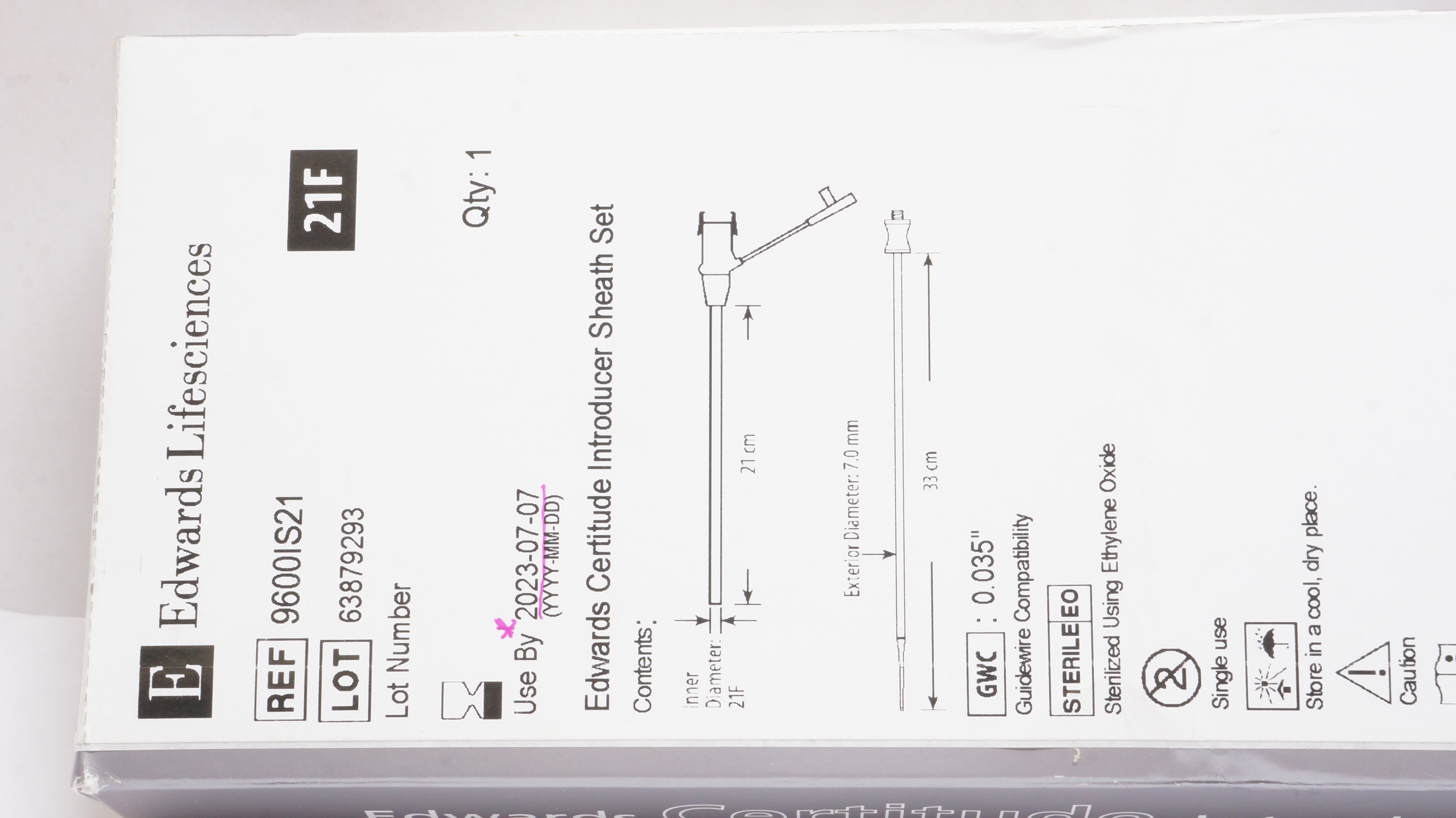 Edwards Lifesciences 9600IS21 Certitude Introducer Sheath Set 21F x