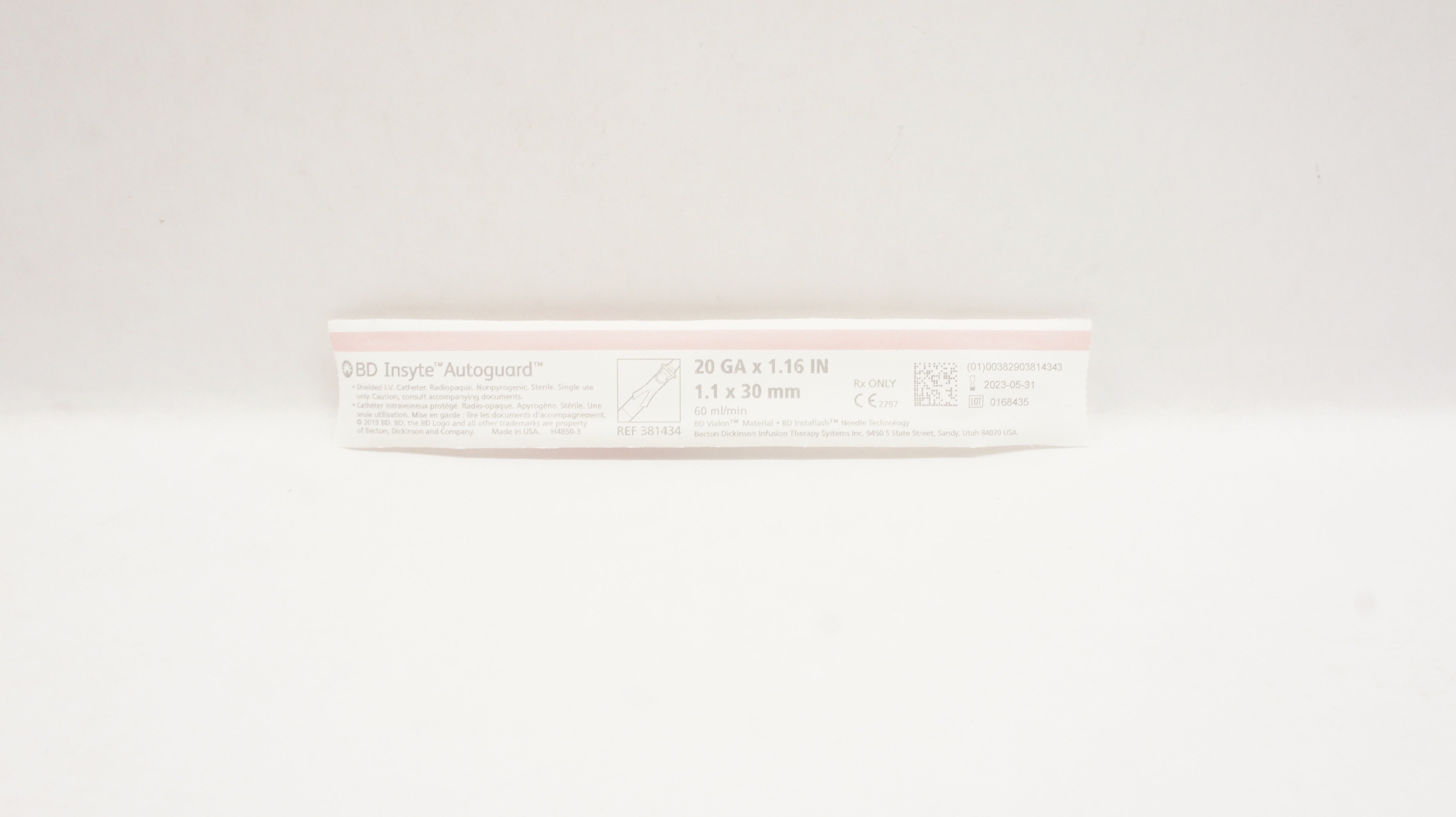 BD 381434 Insyte Autoguard Shielded IV Cath. 20Ga x 1.16inch