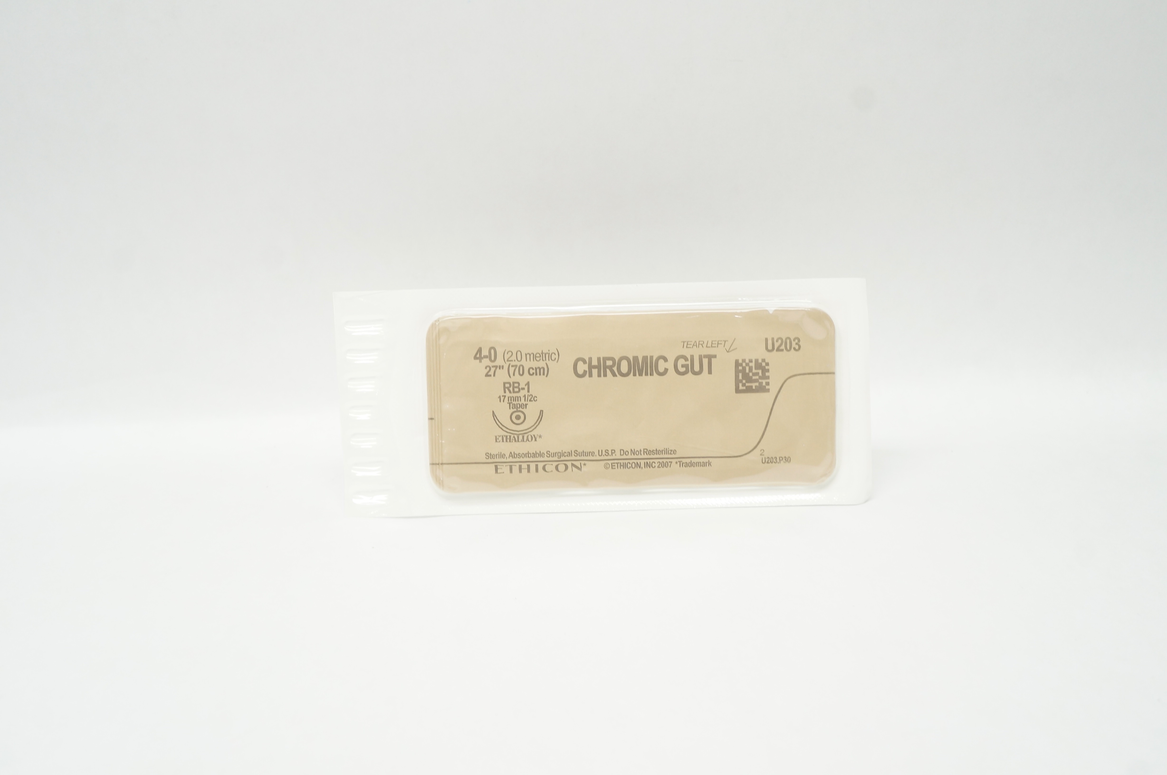 Ethicon U203 4-0 CHROMIC GUT Surgical Stre RB-1 17mm 1/2c Taper, 27inch (x)