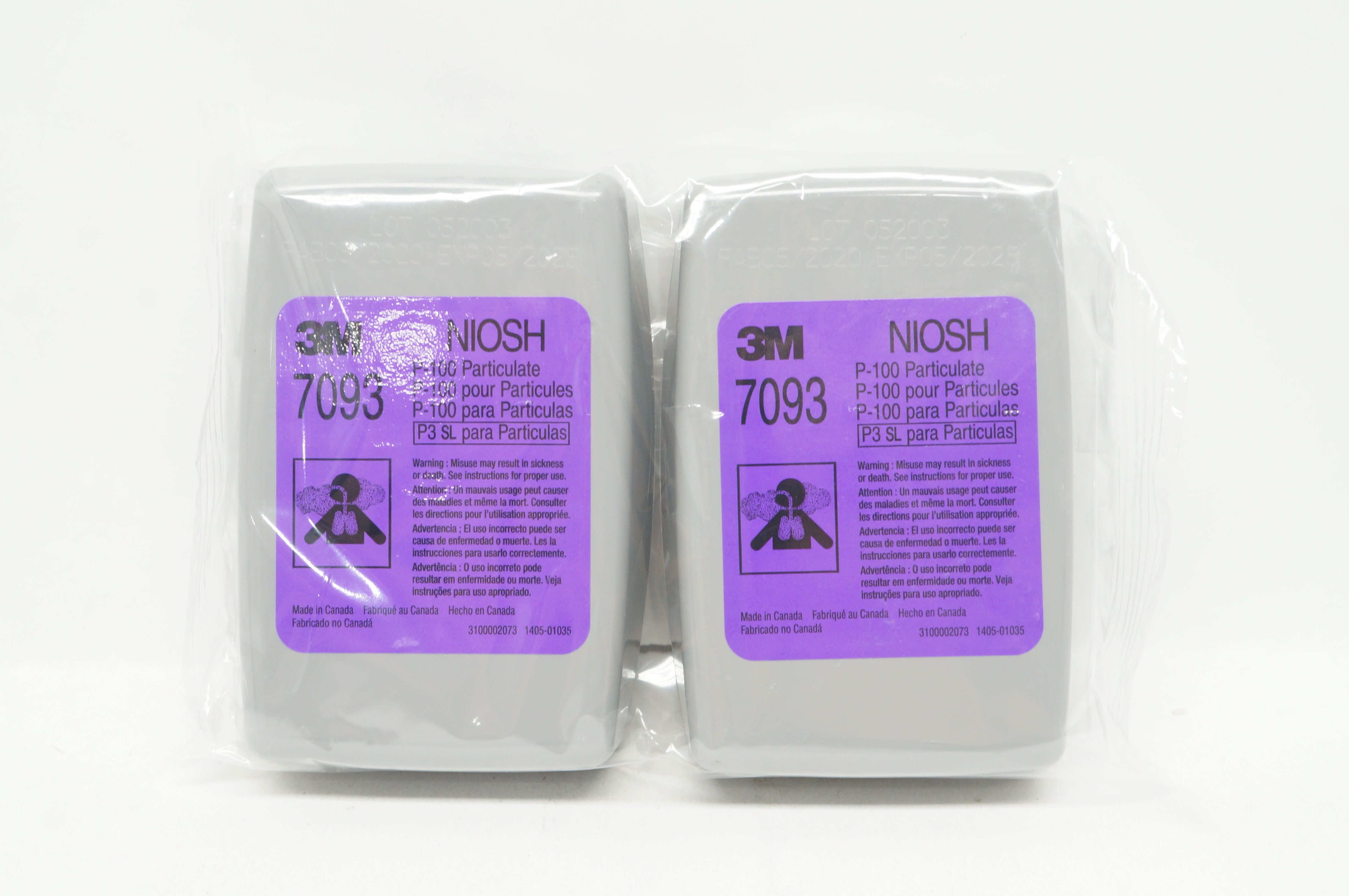 3M 7093 NIOSH P100 Particulate Filters - Pack of 2