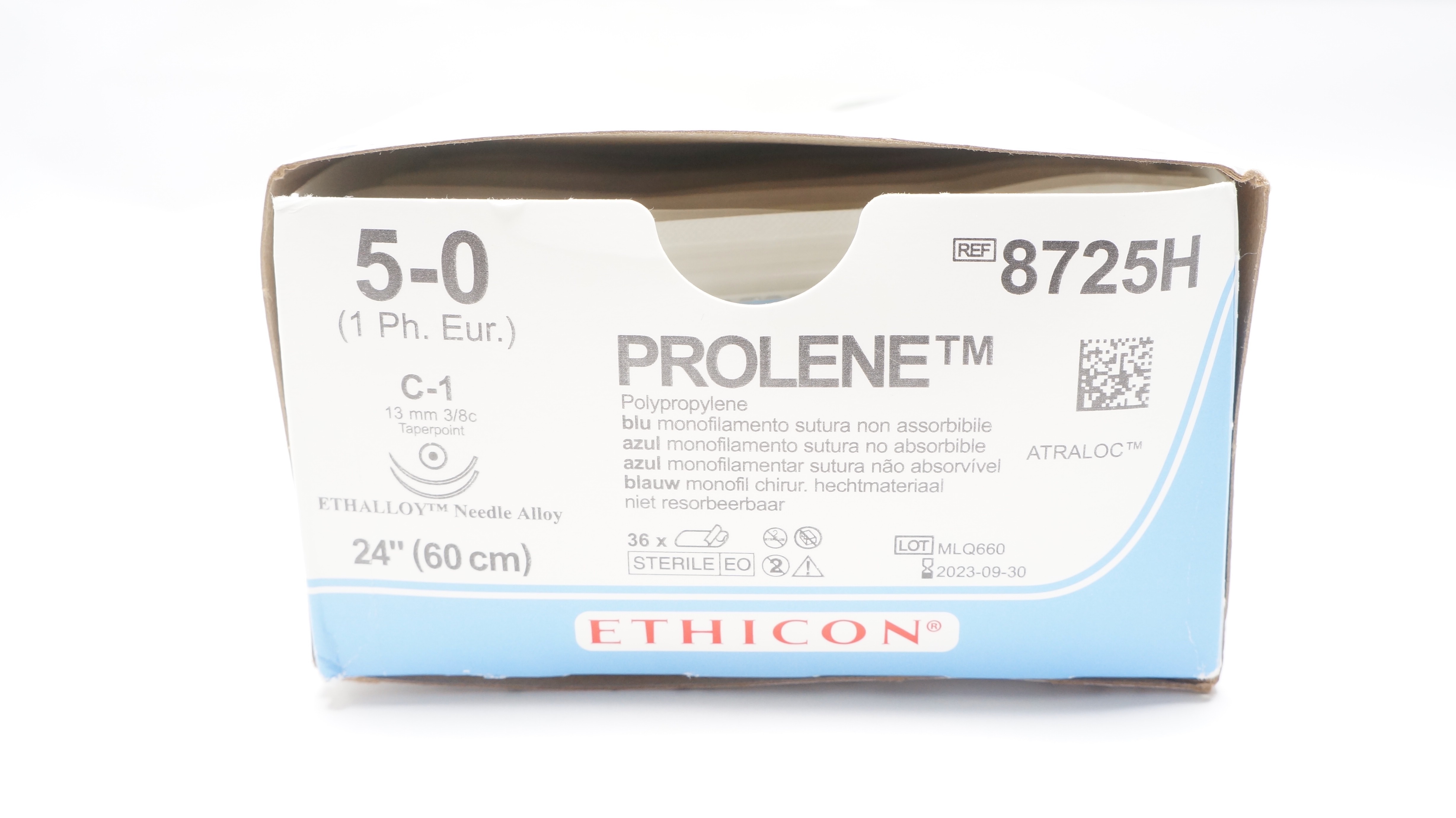 Ethicon 8725H 5-0 PROLENE Stre C-1 Taper 13mm 3/8c Taperpoint 24In-Box of 30(x)