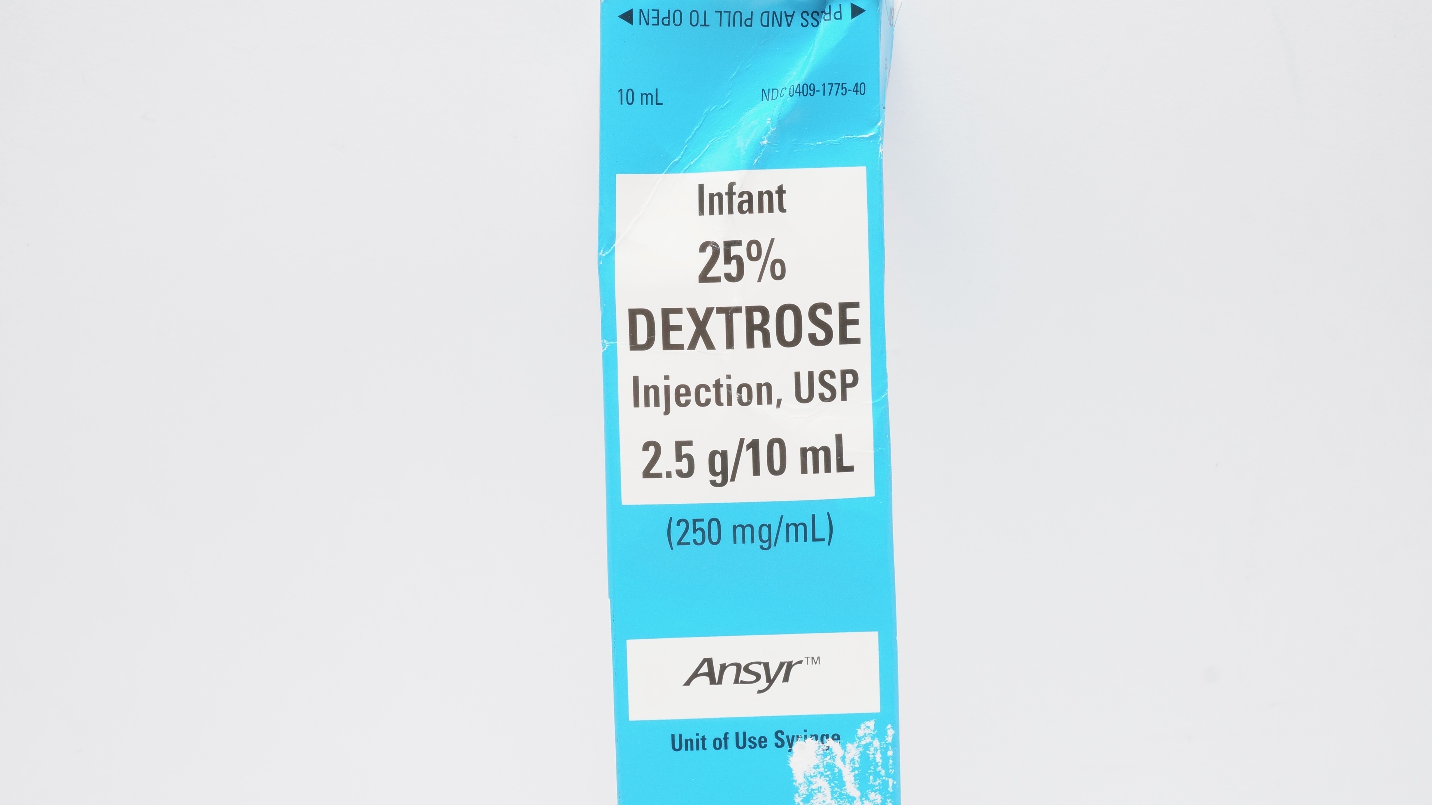 Hospira 0409-1775-40 Ansyr Infant 25% Dextrose Injection USP 2.5g/10mL (x)