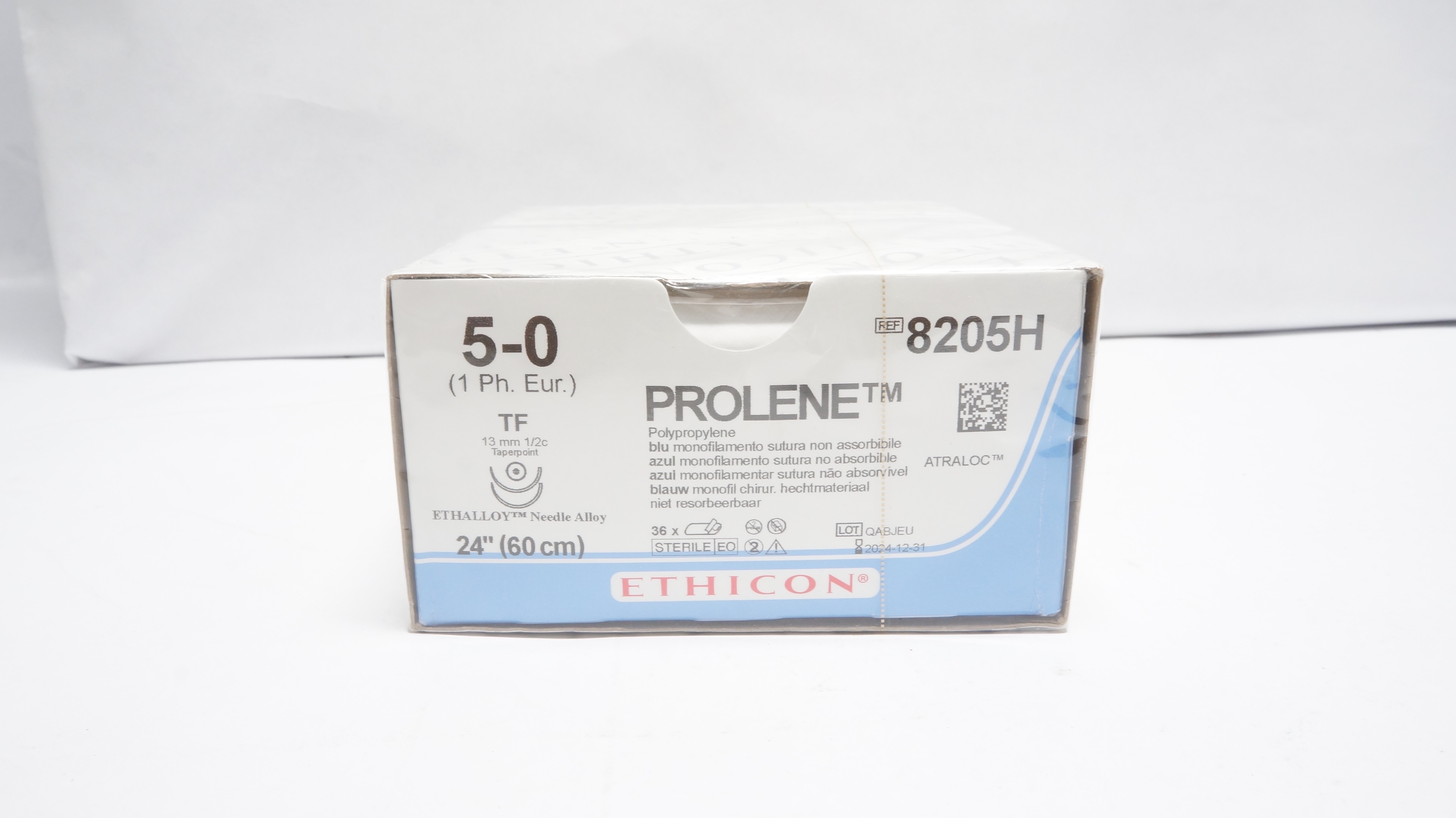 Ethicon 8205H 5-0 Polyprolene Prolene TF 13mm 1/2c Taperpoint 24In-Box of 36 (x)