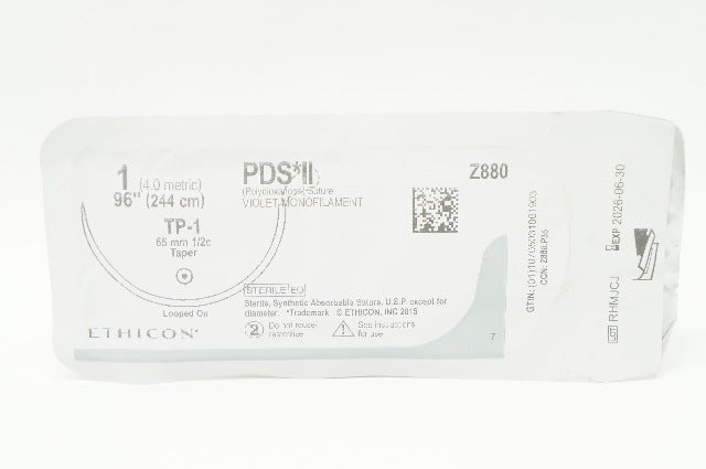Ethicon Z880 1 PDS II Polydioxanone Stre TP-1 65mm 1/2c Taper, 96inch