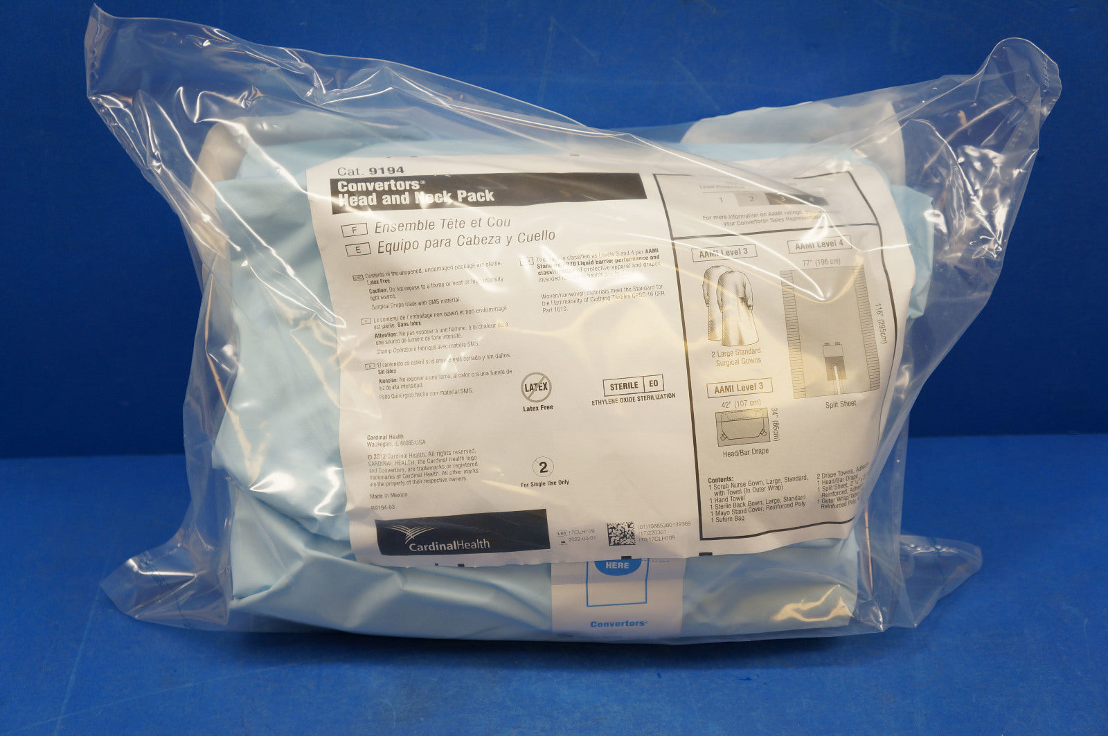 Cardinal Health 9194 Convertors Head and Neck Pack 77inch x 116inch L ~ Box of 6