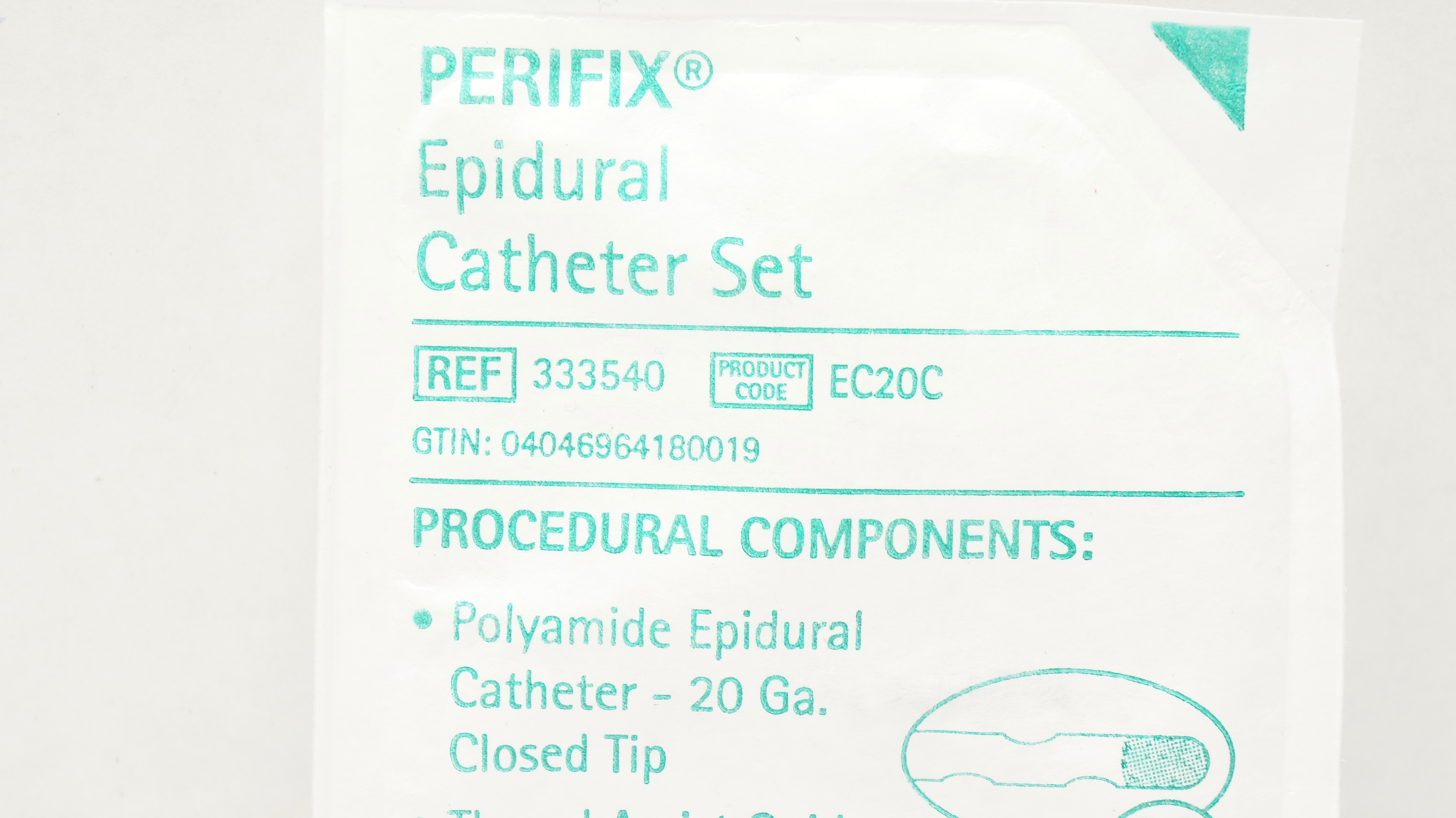 buです。 Braun 333540 Perifix Epidural Cath. Set 20 Ga Closed Tip