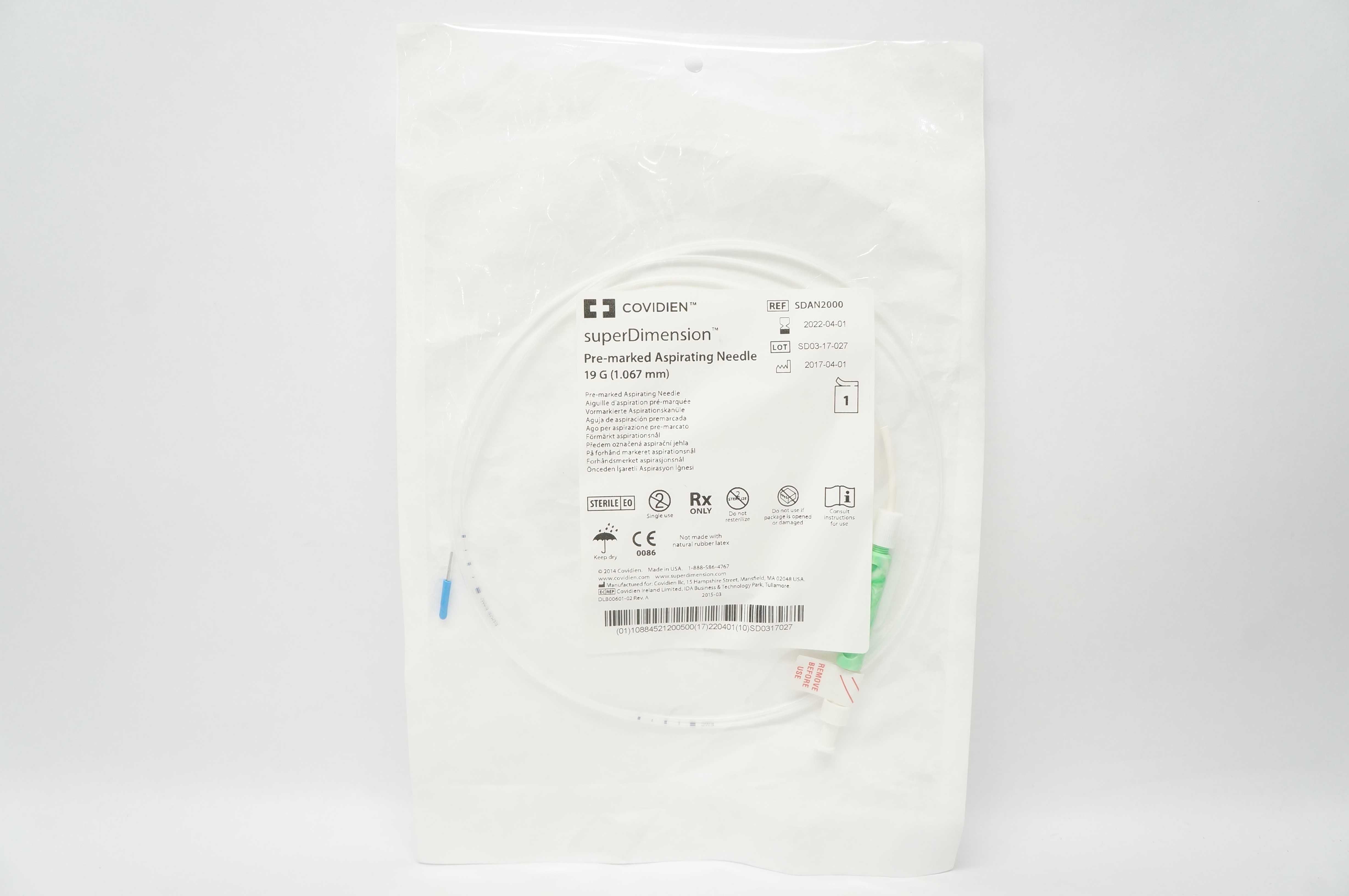 Covidien SDAN2000 SuperDimension Pre-Marked Aspirating Ndle. 19G (x)